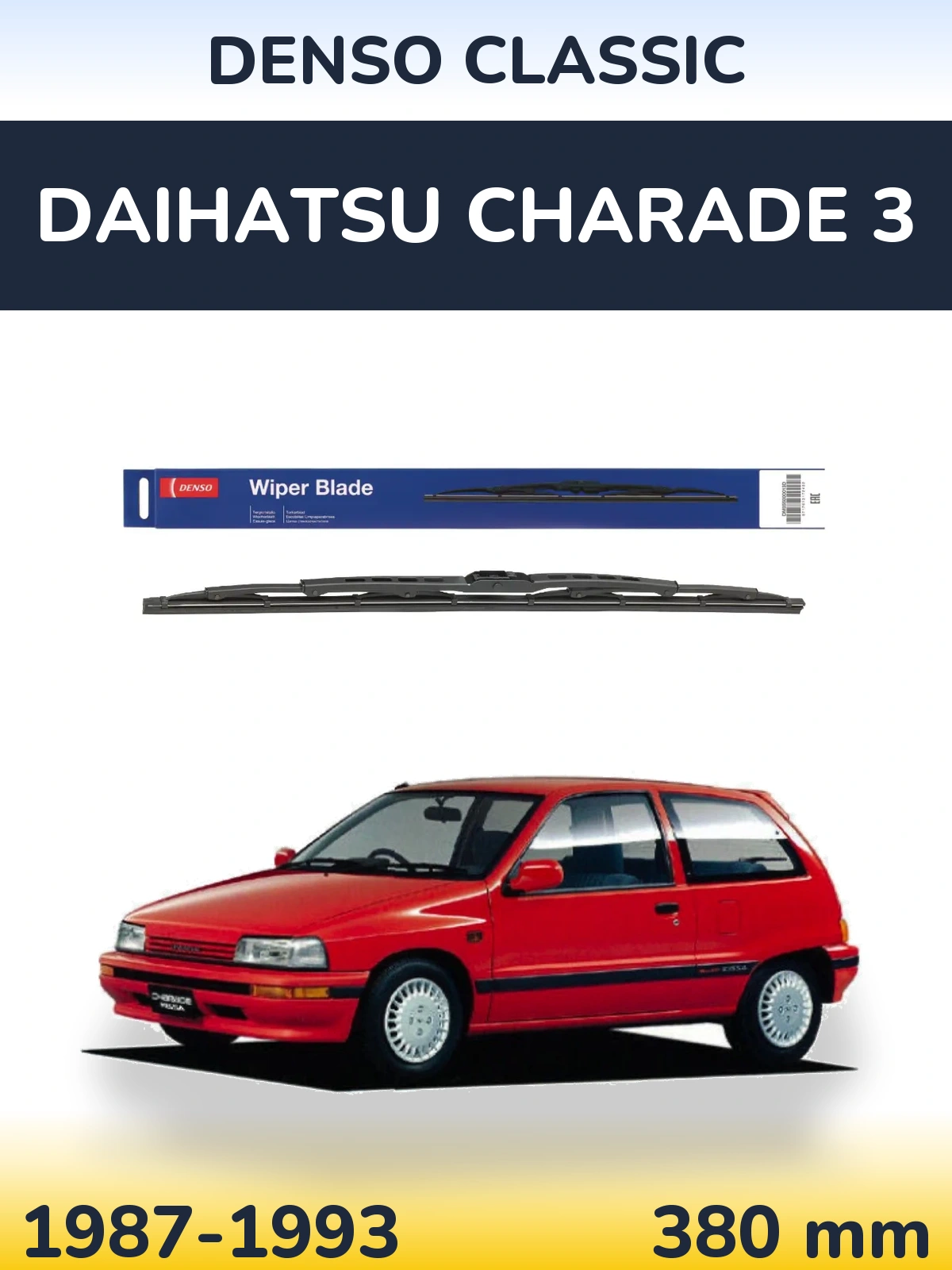 Rear wiper blade Denso Classic 380 mm for Daihatsu Charade 3 1987-1993