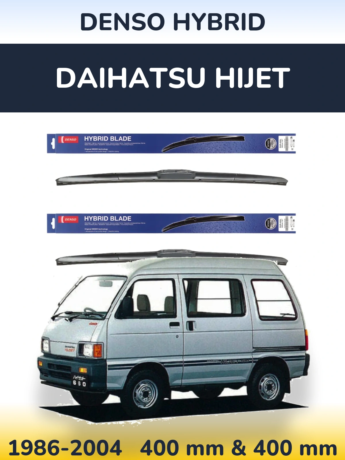 Komplet przednich wycieraczek Denso Hybrid 400 & 400 mm do Daihatsu HiJet 1986-2004