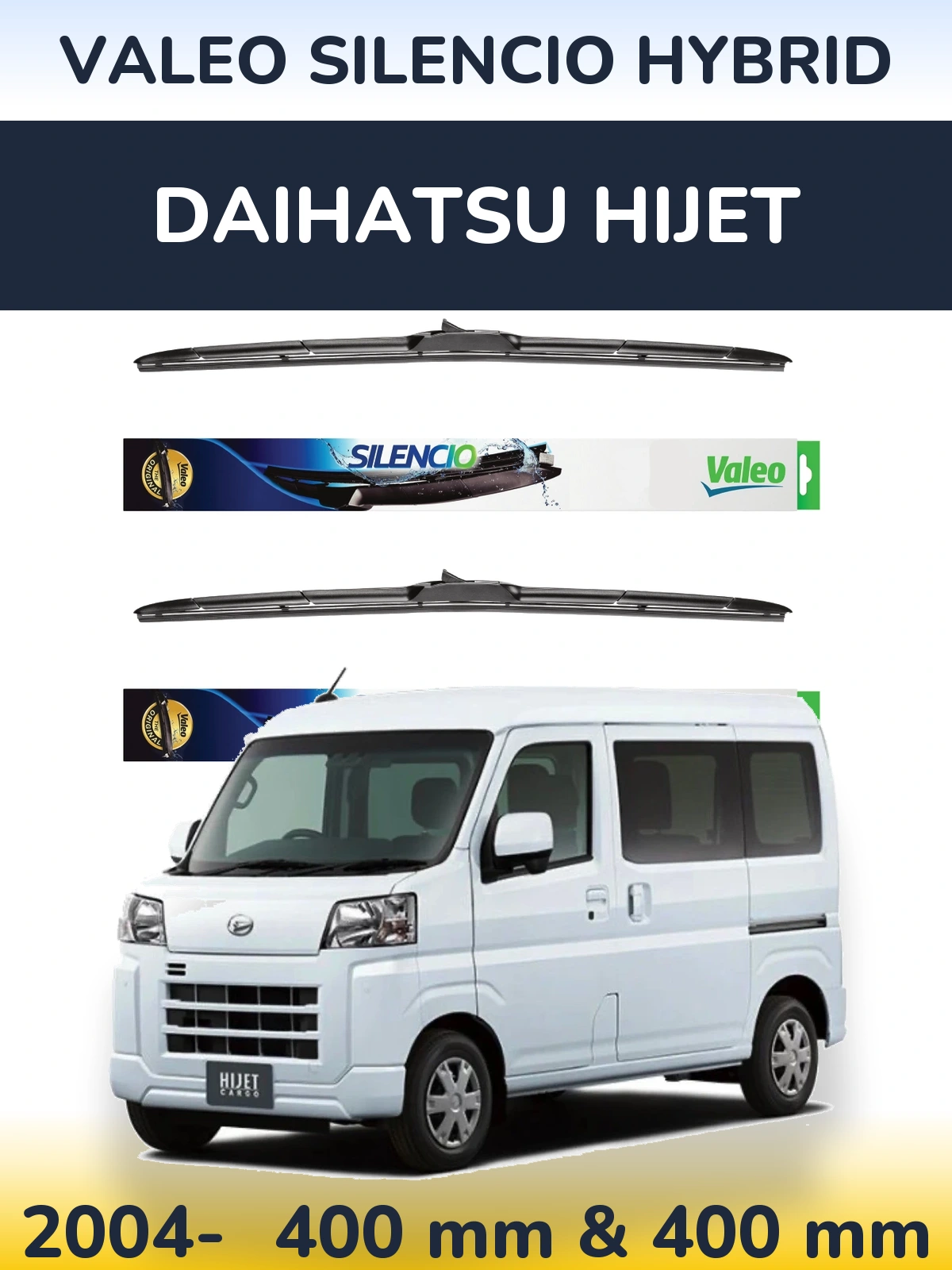 Комплект передних дворников Valeo Silencio Hybrid 400 & 400 мм для Daihatsu HiJet 2004-2026