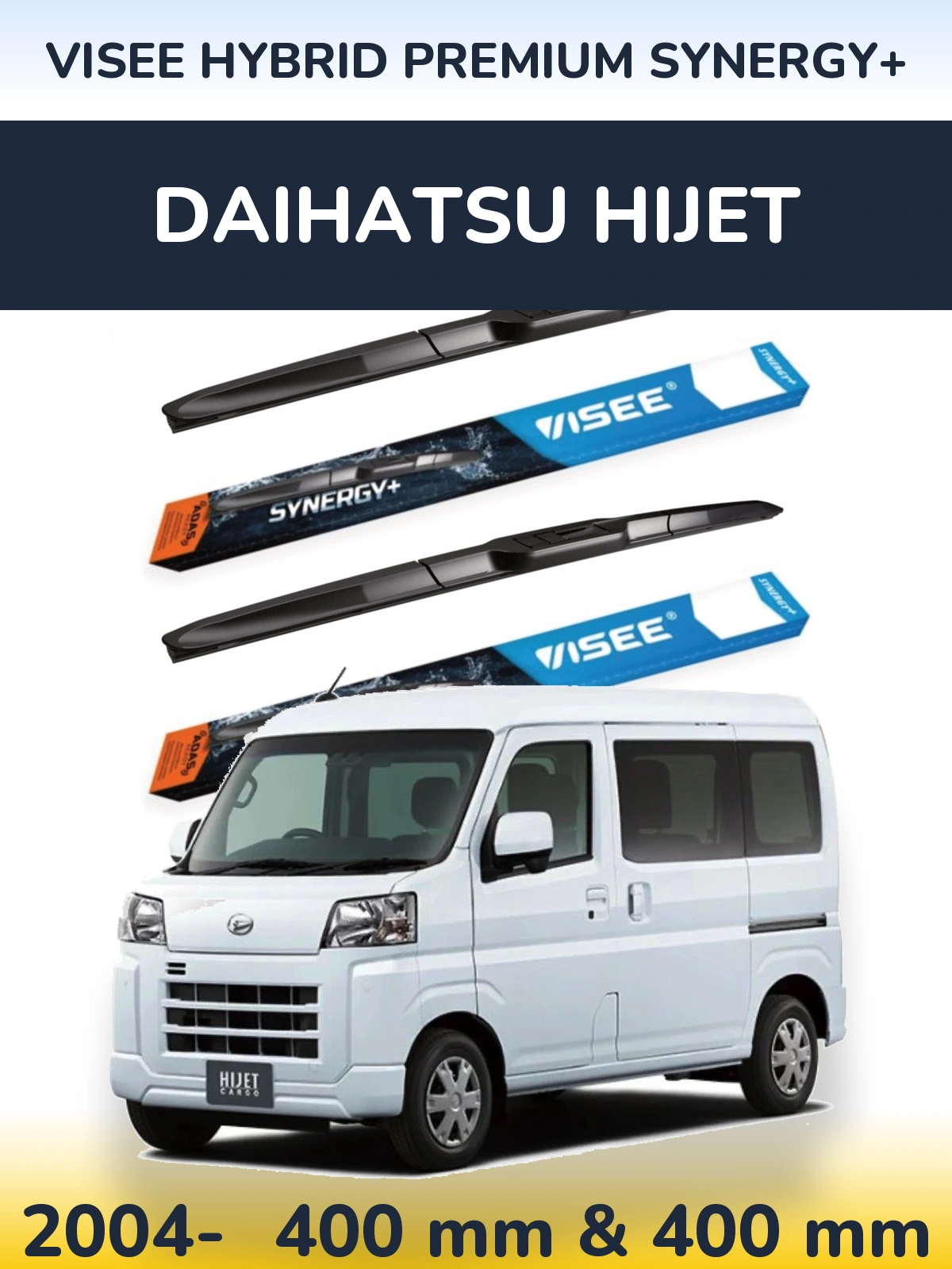 Komplet przednich wycieraczek VISEE HYBRID PREMIUM SYNERGY+ 400 & 400 mm do Daihatsu HiJet 2004-2026