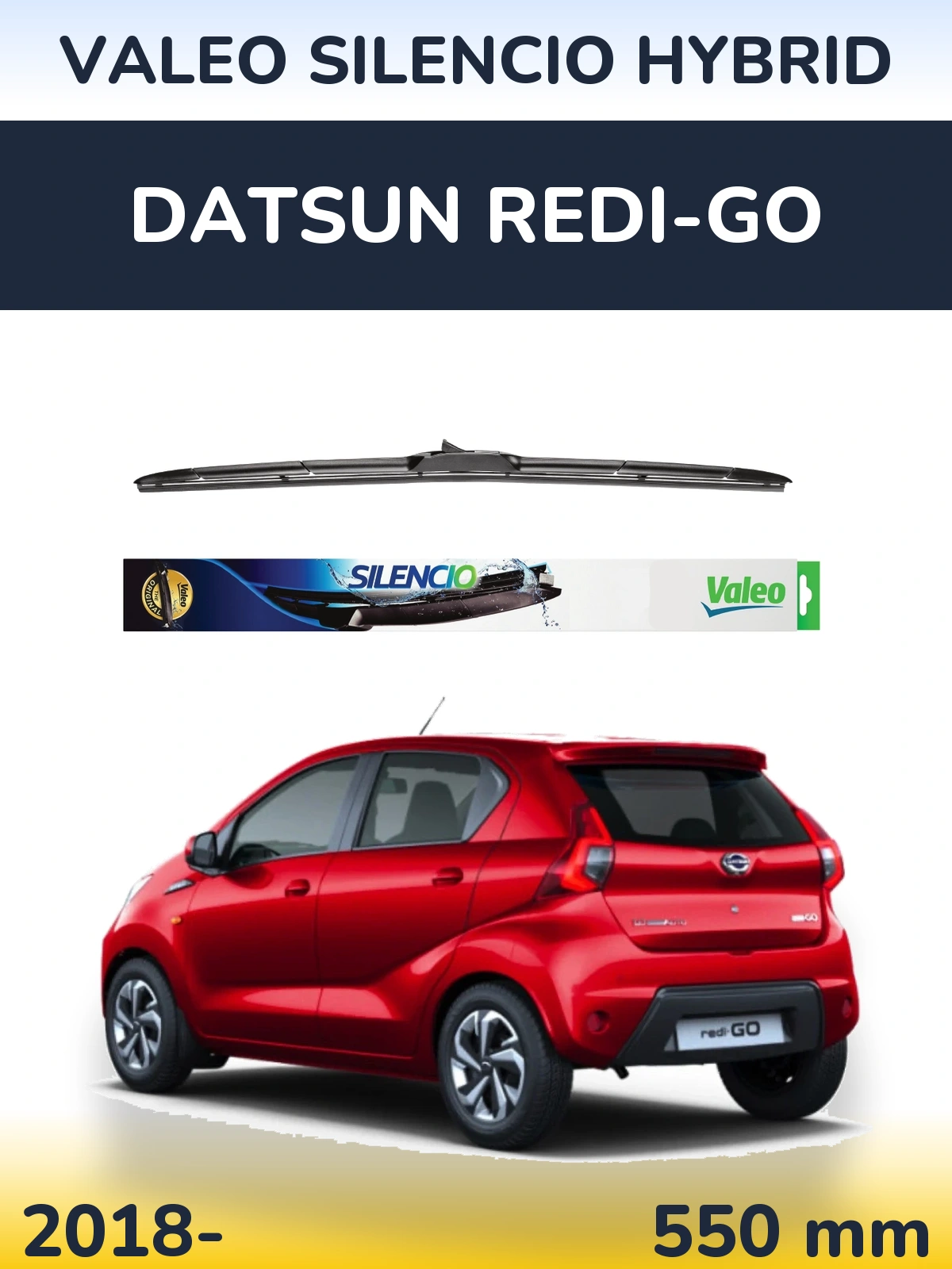 Przednia wycieraczka Valeo Silencio Hybrid 550 mm do Datsun Redi-Go 2018-2026