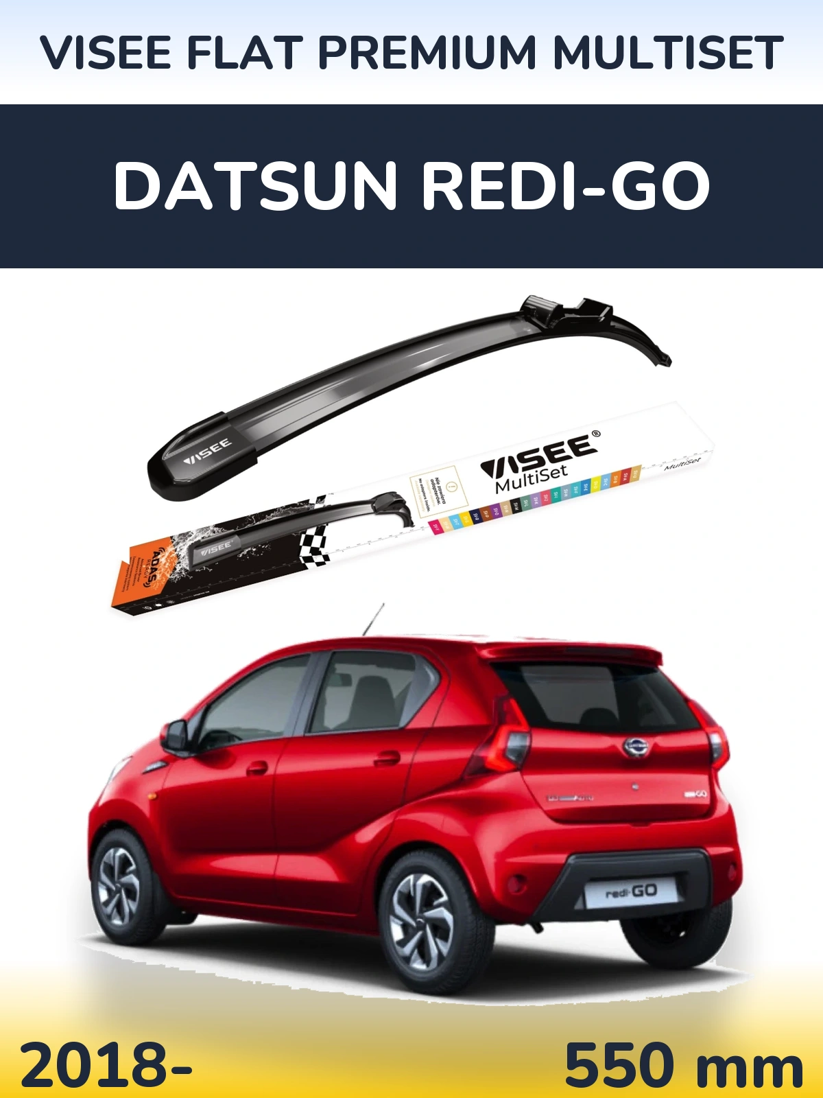 Przednia wycieraczka VISEE FLAT PREMIUM MultiSet 550 mm do Datsun Redi-Go 2018-2026
