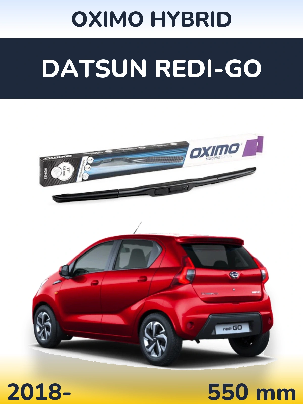 Przednia wycieraczka Oximo Hybrid 550 mm do Datsun Redi-Go 2018-2026