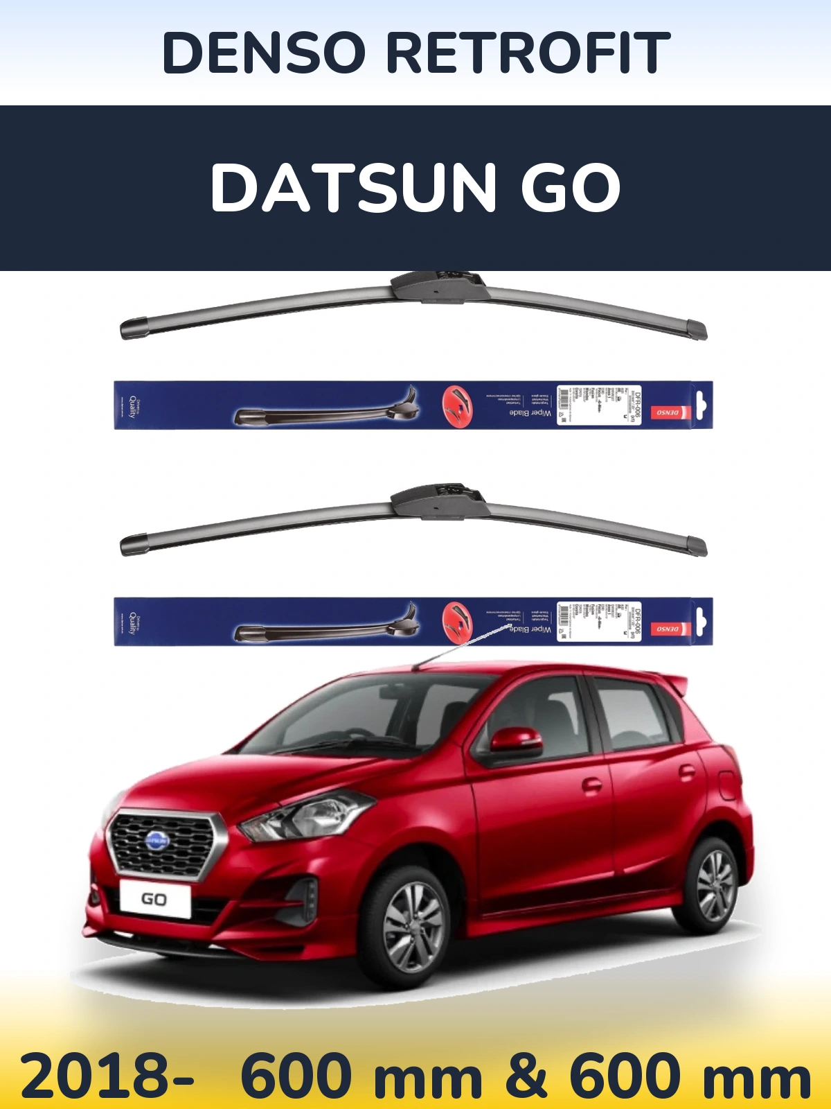 Komplet przednich wycieraczek Denso Retrofit 600 & 600 mm do Datsun Go 2018-2026