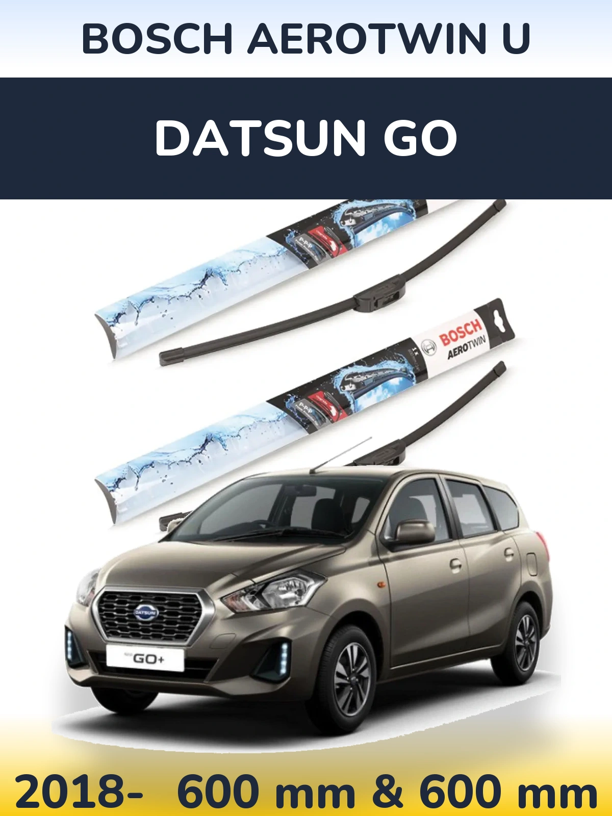 Komplet przednich wycieraczek BOSCH AeroTwin U 600 & 600 mm do Datsun Go 2018-2026