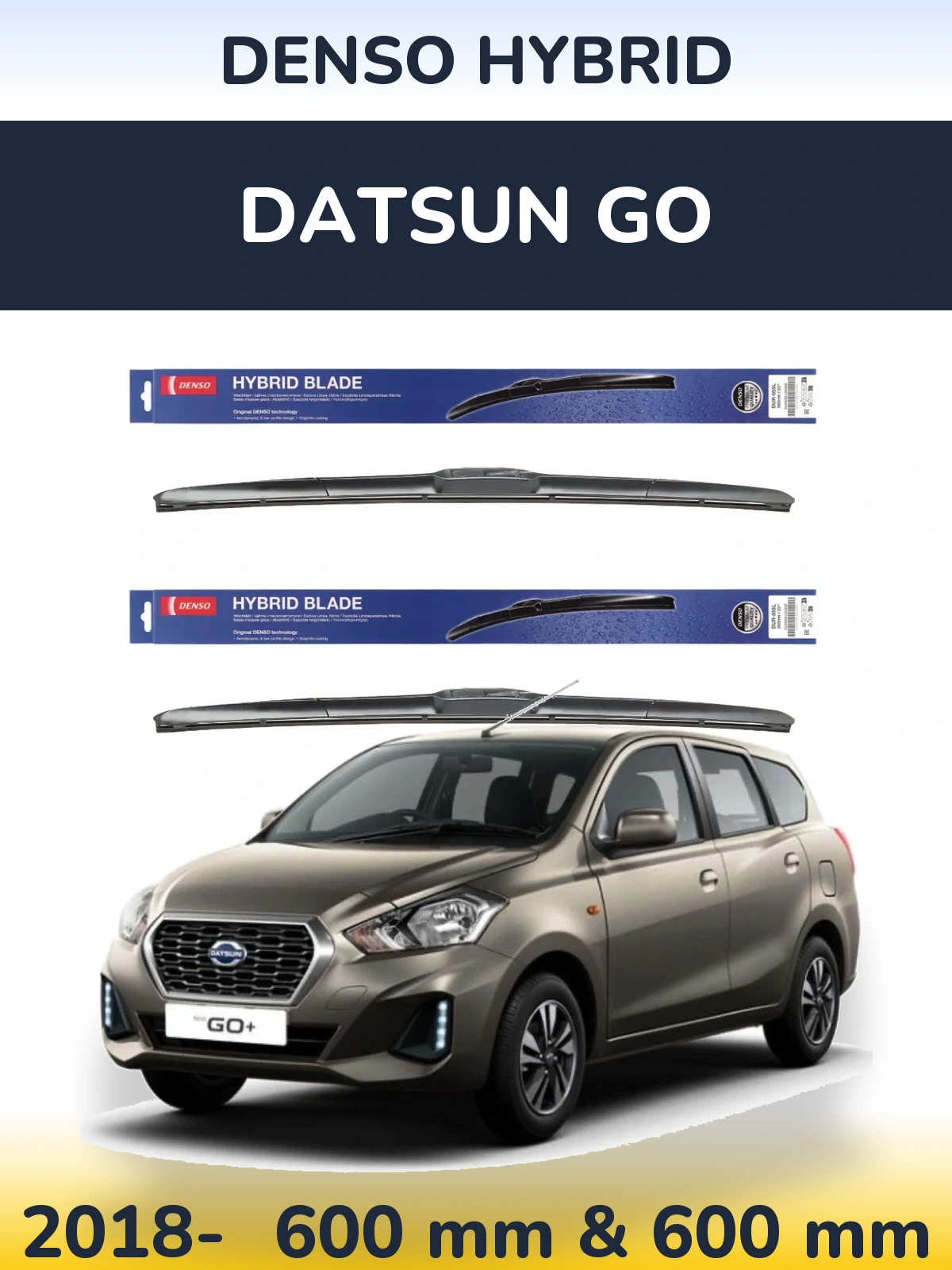 Komplet przednich wycieraczek Denso Hybrid 600 & 600 mm do Datsun Go 2018-2026