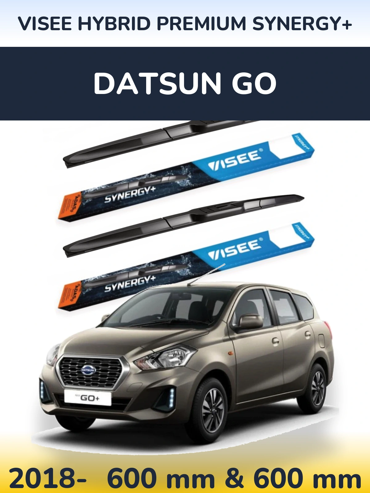Komplet przednich wycieraczek VISEE HYBRID PREMIUM SYNERGY+ 600 & 600 mm do Datsun Go 2018-2026