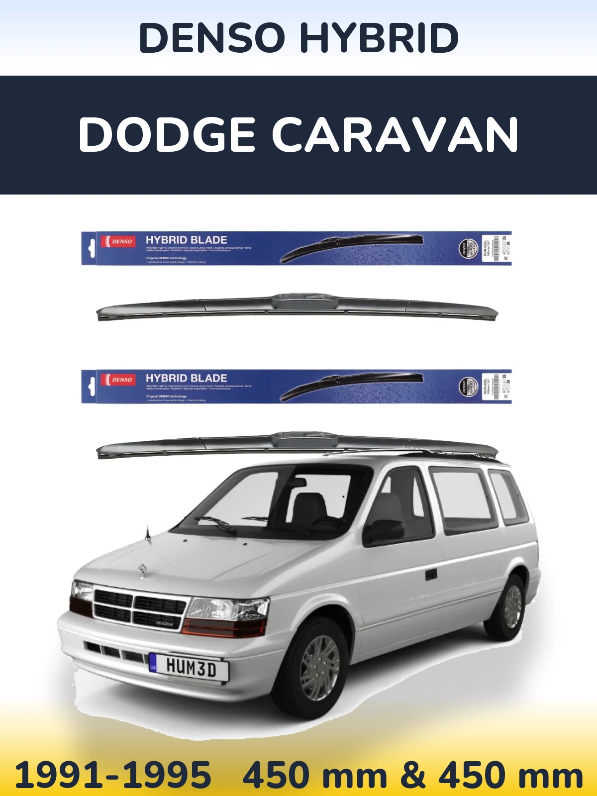 Komplet przednich wycieraczek Denso Hybrid 450 & 450 mm do Dodge Caravan 1991-1995