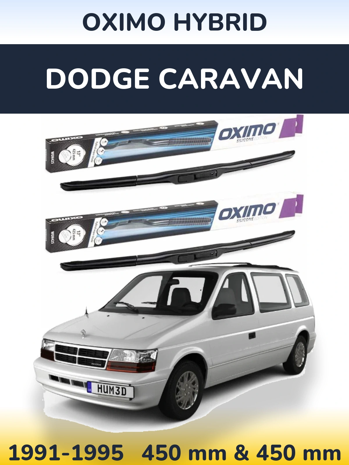 Komplet przednich wycieraczek Oximo Hybrid 450 & 450 mm do Dodge Caravan 1991-1995