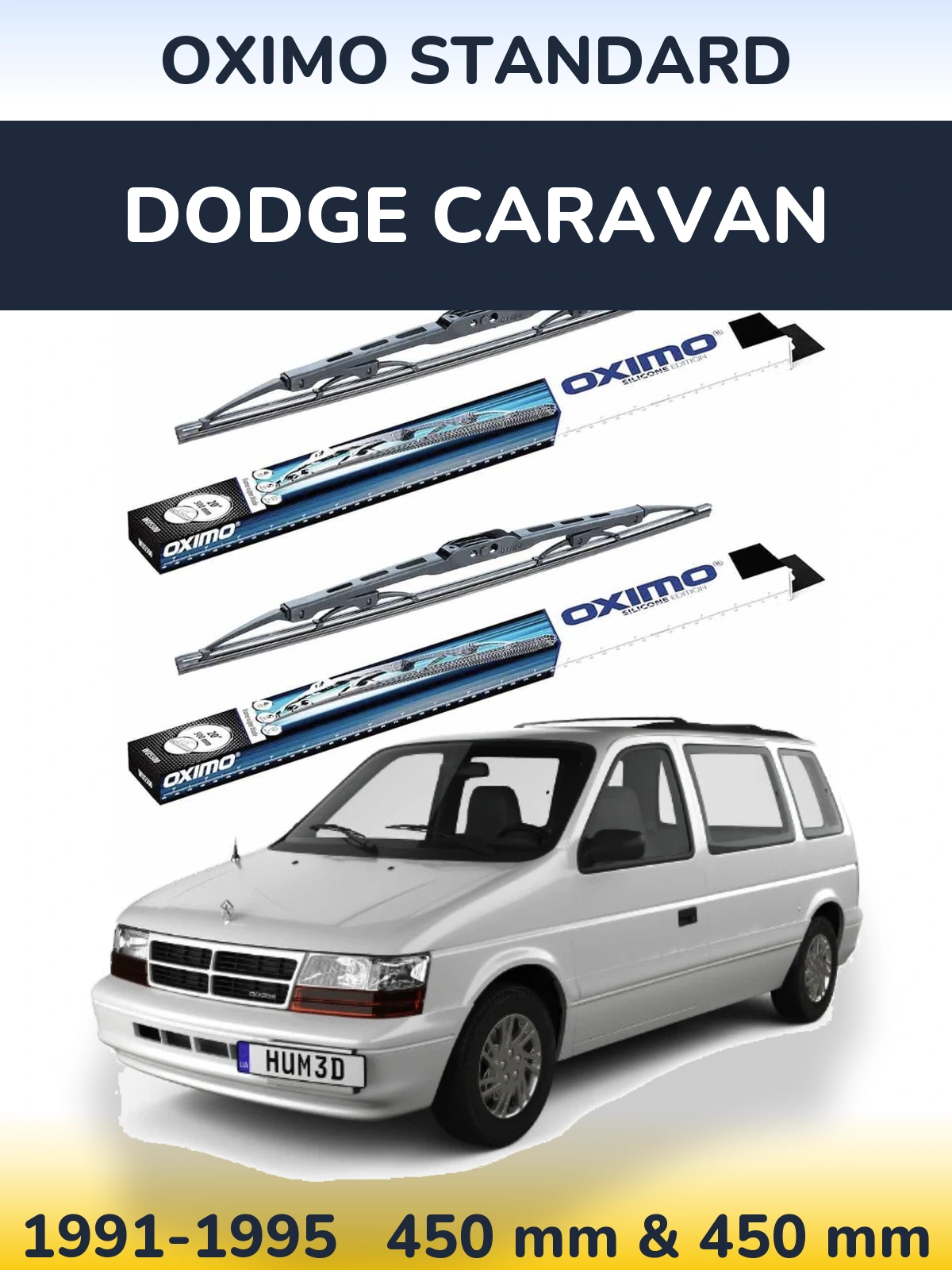 Komplet przednich wycieraczek Oximo Standard 450 & 450 mm do Dodge Caravan 1991-1995