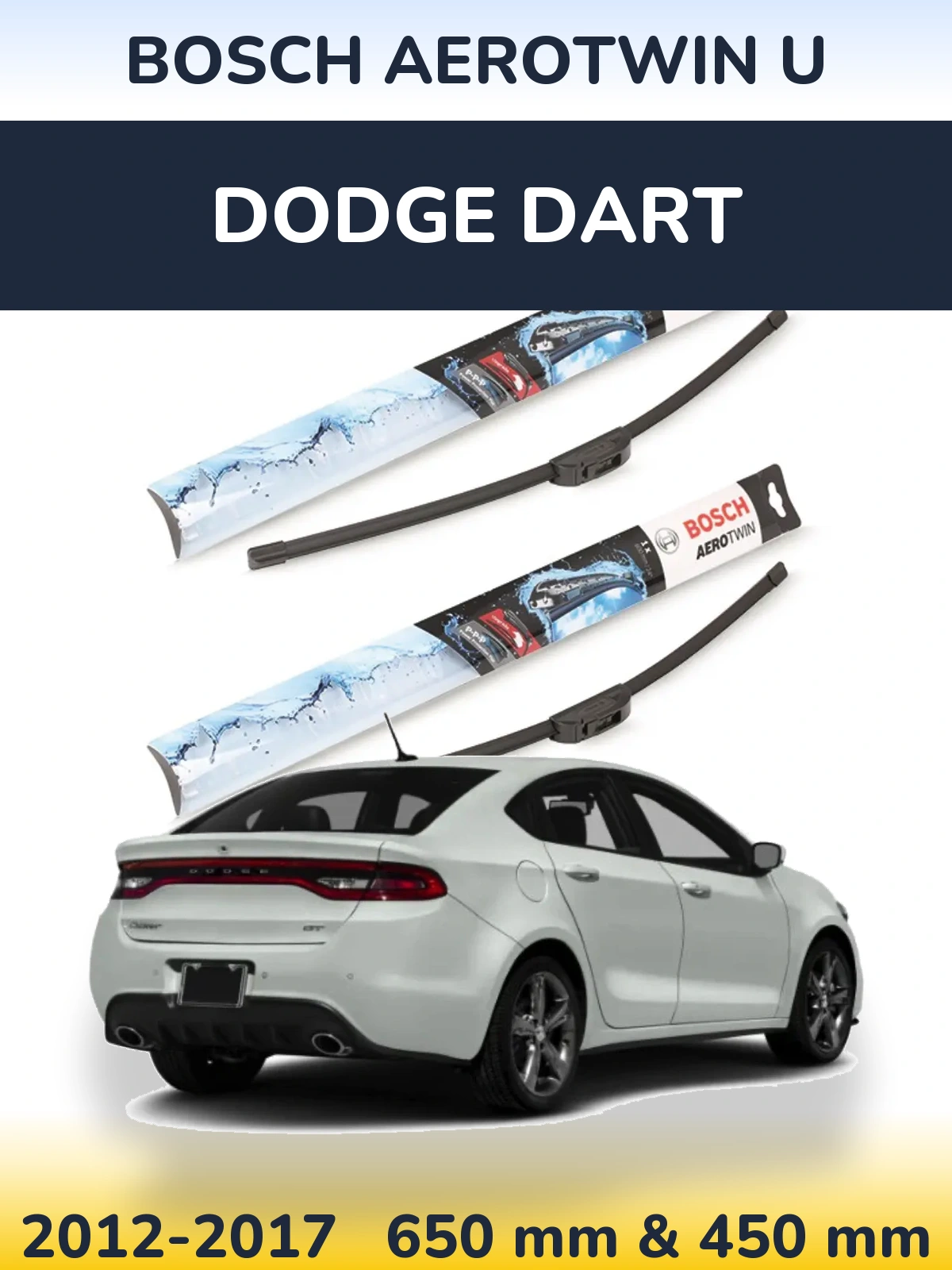 Komplet przednich wycieraczek BOSCH AeroTwin U 650 & 450 mm do Dodge Dart 2012-2017