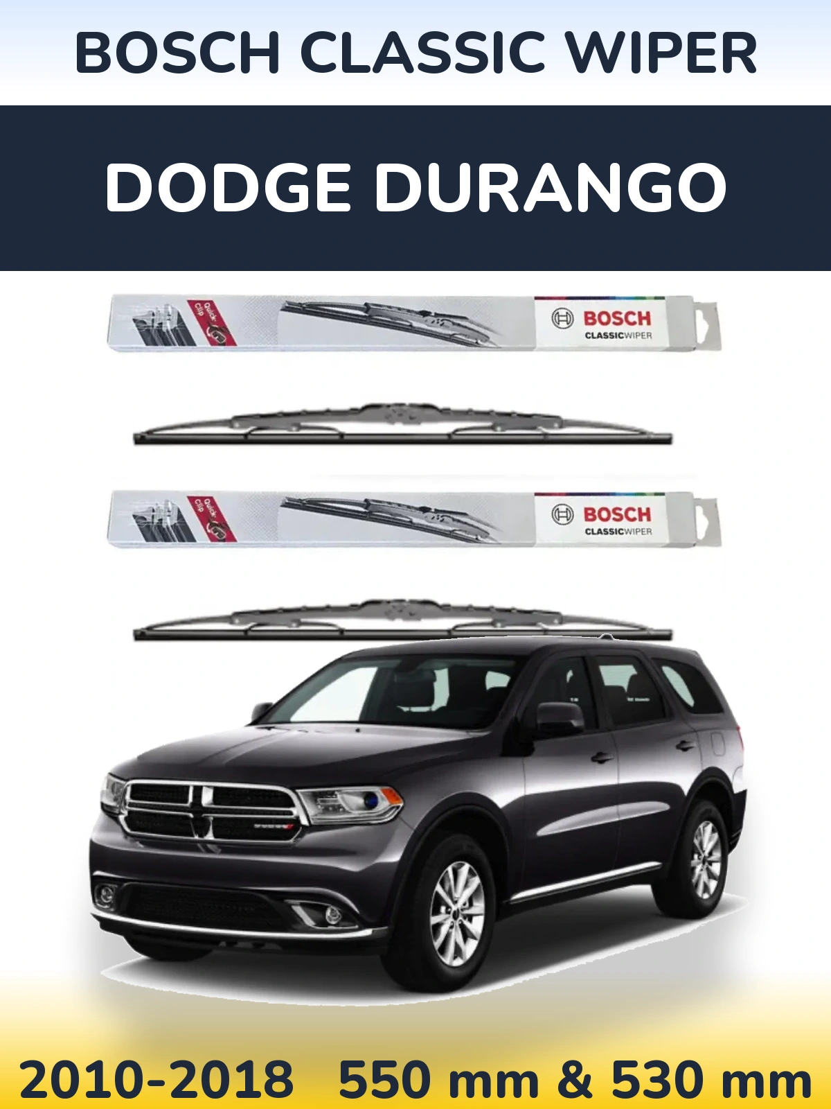 Komplet przednich wycieraczek BOSCH Classic Wiper 550 & 530 mm do Dodge Durango 2010-2018