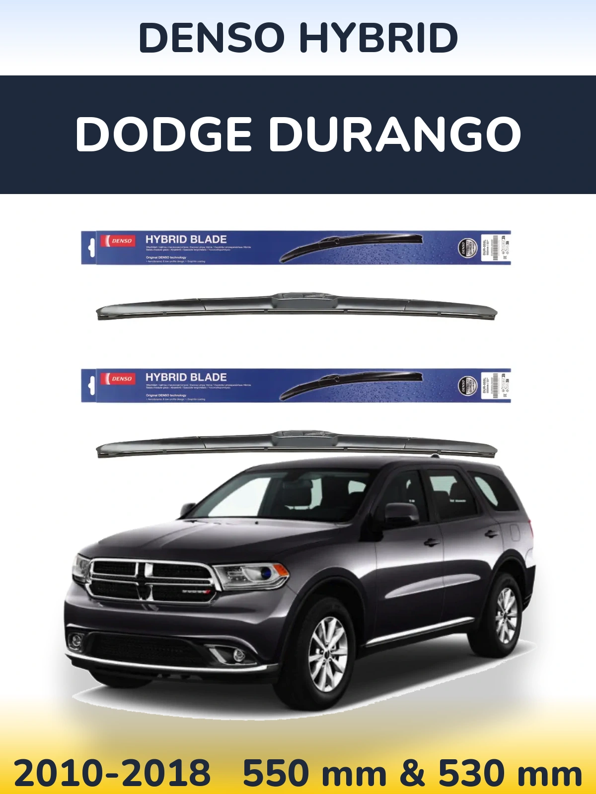 Komplet przednich wycieraczek Denso Hybrid 550 & 530 mm do Dodge Durango 2010-2018