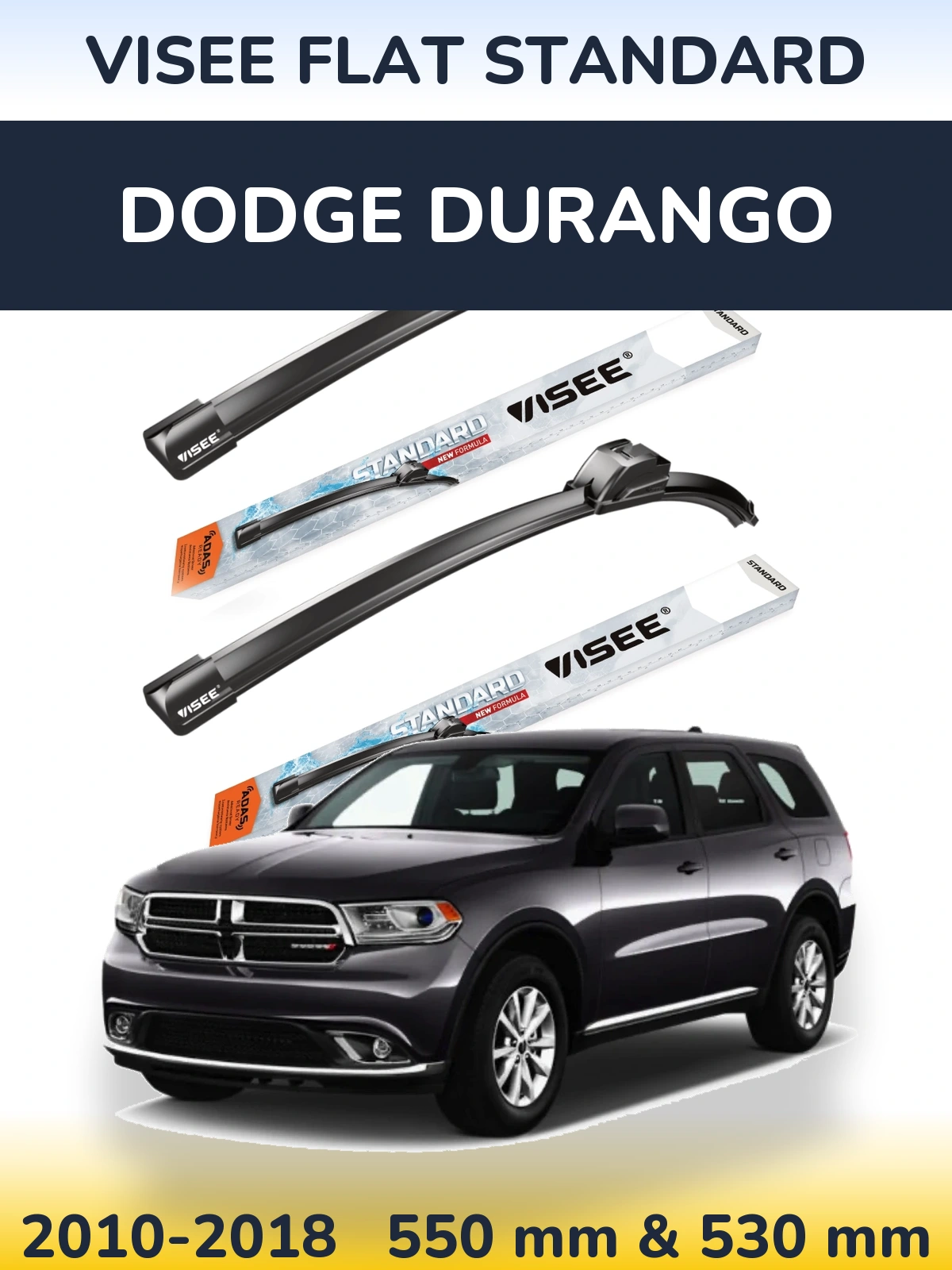 Komplet przednich wycieraczek VISEE FLAT STANDARD 550 & 530 mm do Dodge Durango 2010-2018