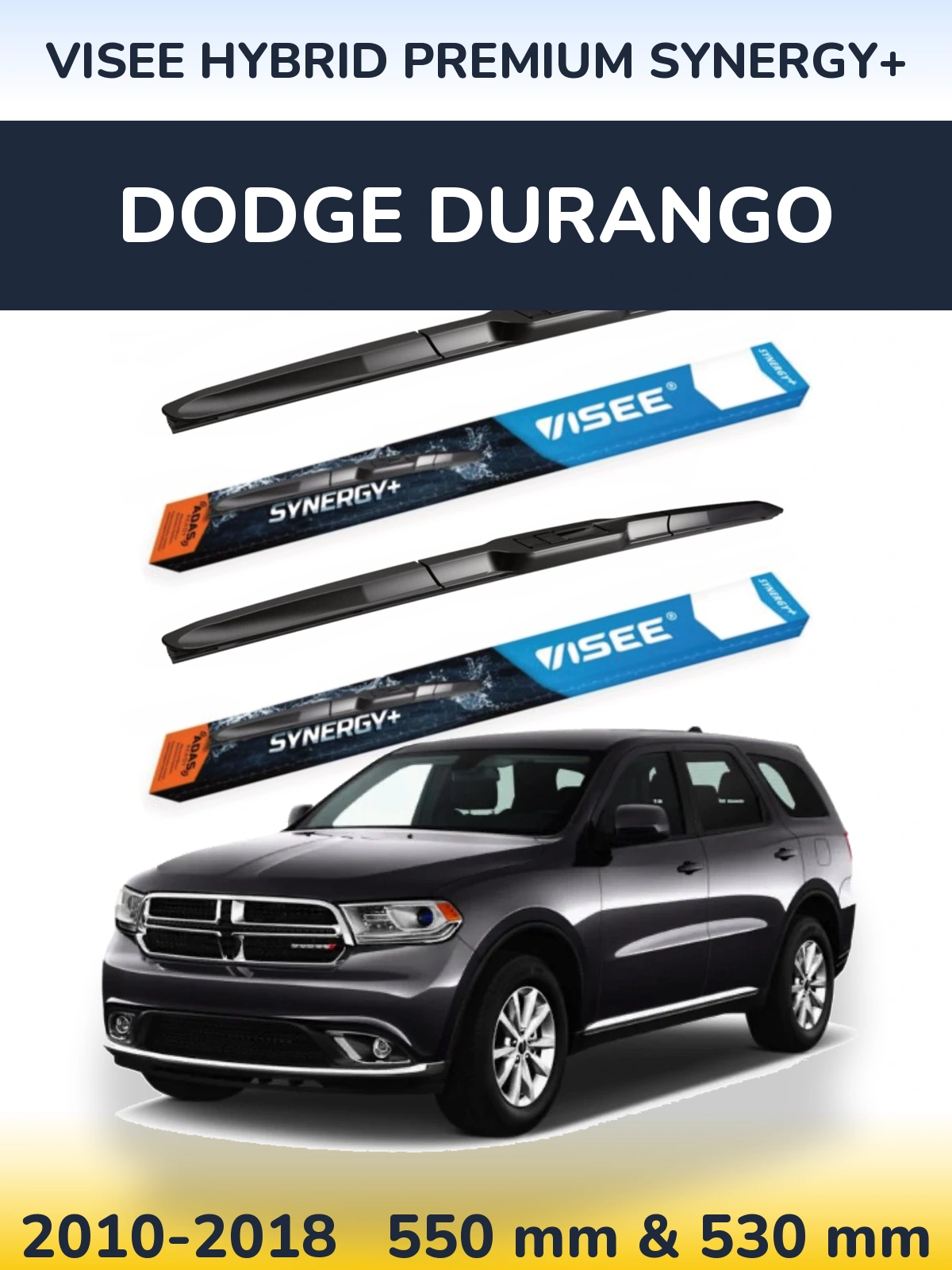 Komplet przednich wycieraczek VISEE HYBRID PREMIUM SYNERGY+ 550 & 530 mm do Dodge Durango 2010-2018