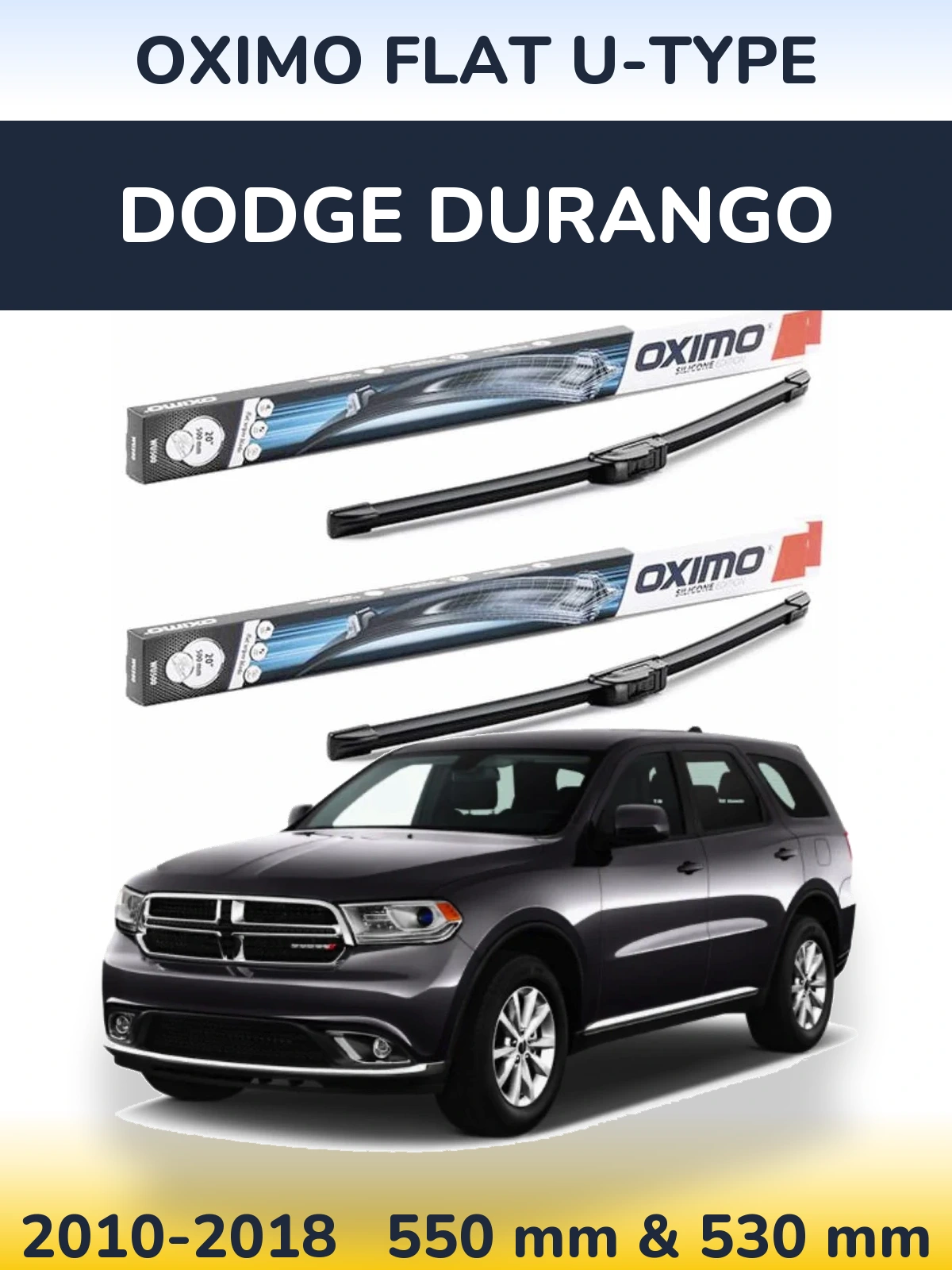 Комплект передних дворников Oximo Flat U-type 550 & 530 мм для Dodge Durango 2010-2018