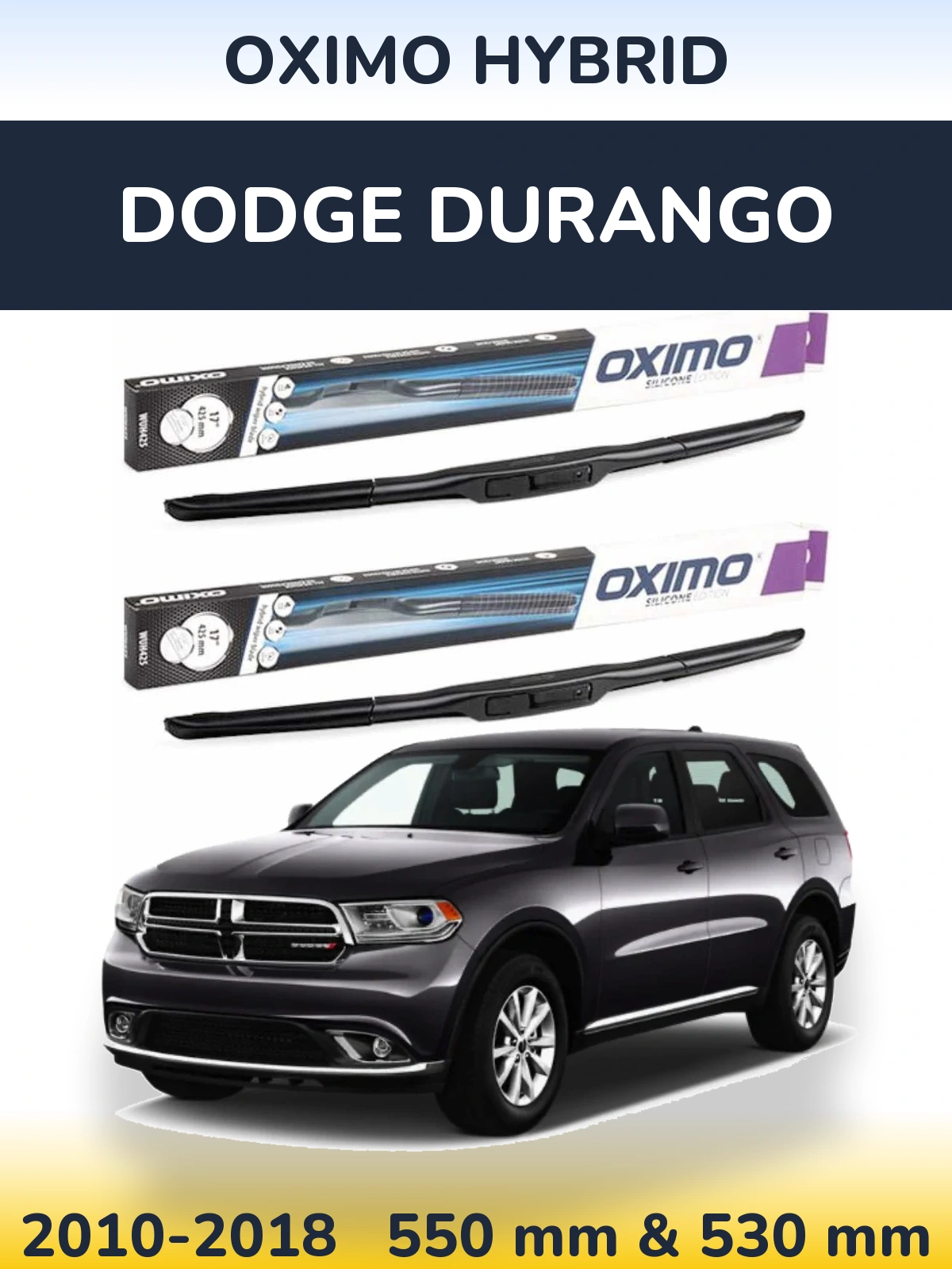 Комплект передних дворников Oximo Hybrid 550 & 530 мм для Dodge Durango 2010-2018