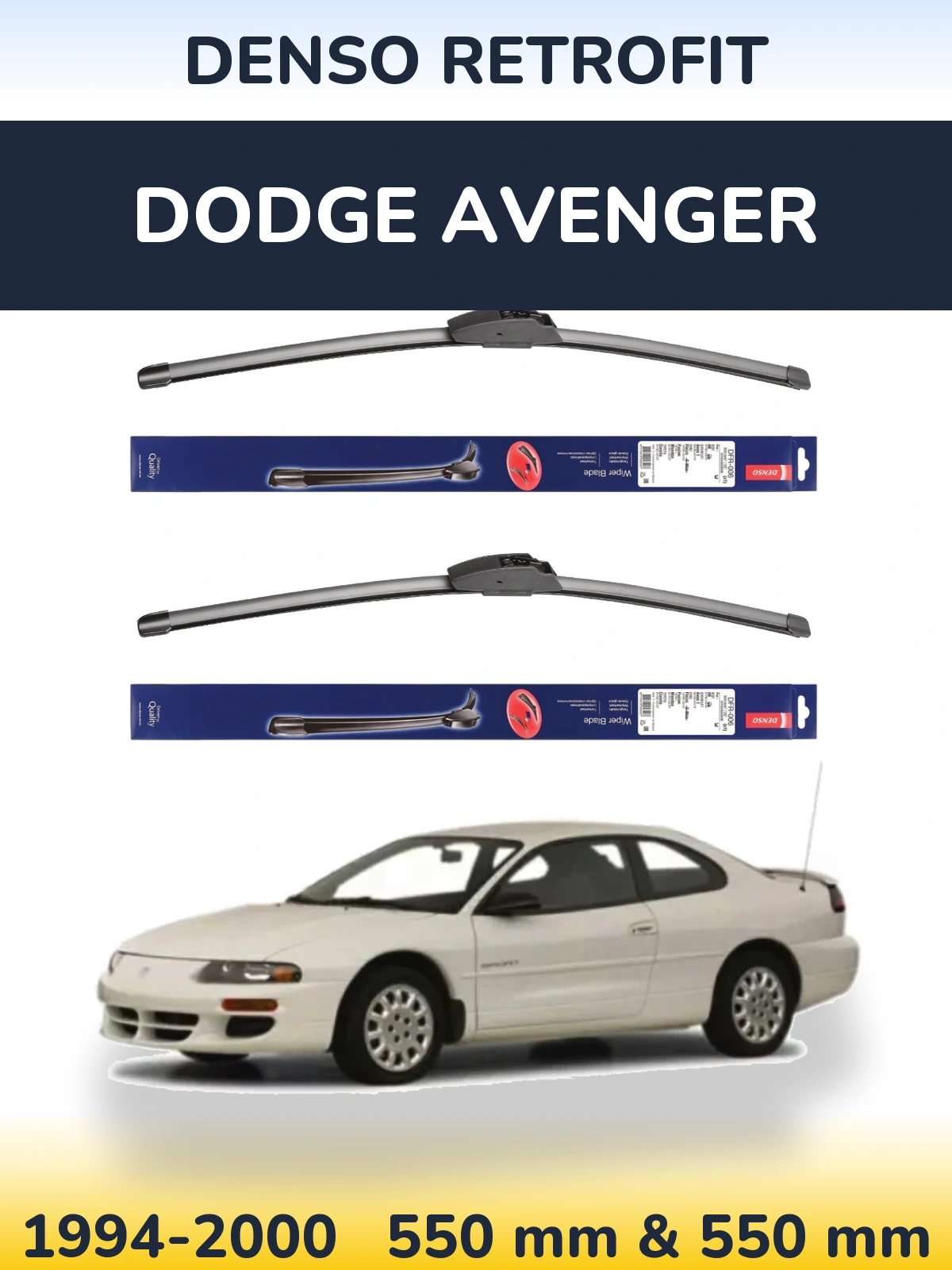 Front wiper blade set Denso Retrofit 550 & 550 mm for Dodge Avenger 1994-2000