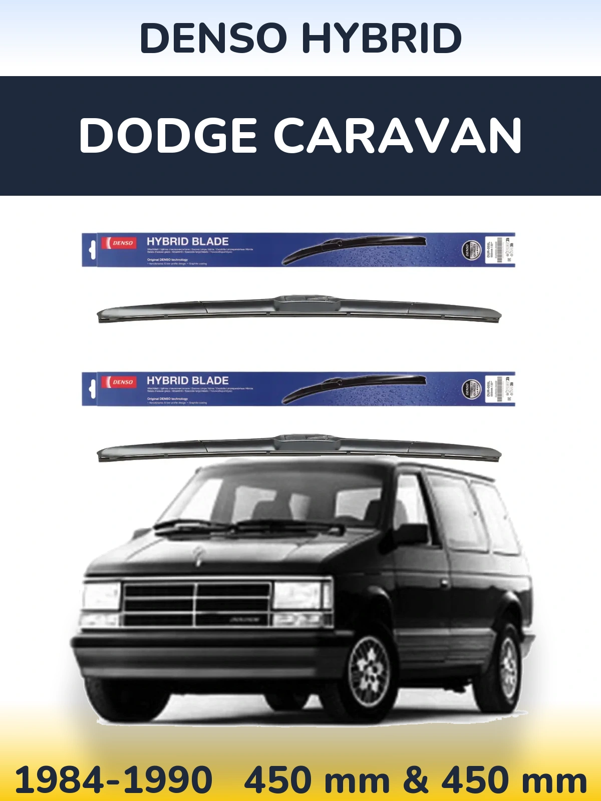 Komplet przednich wycieraczek Denso Hybrid 450 & 450 mm do Dodge Caravan 1984-1990