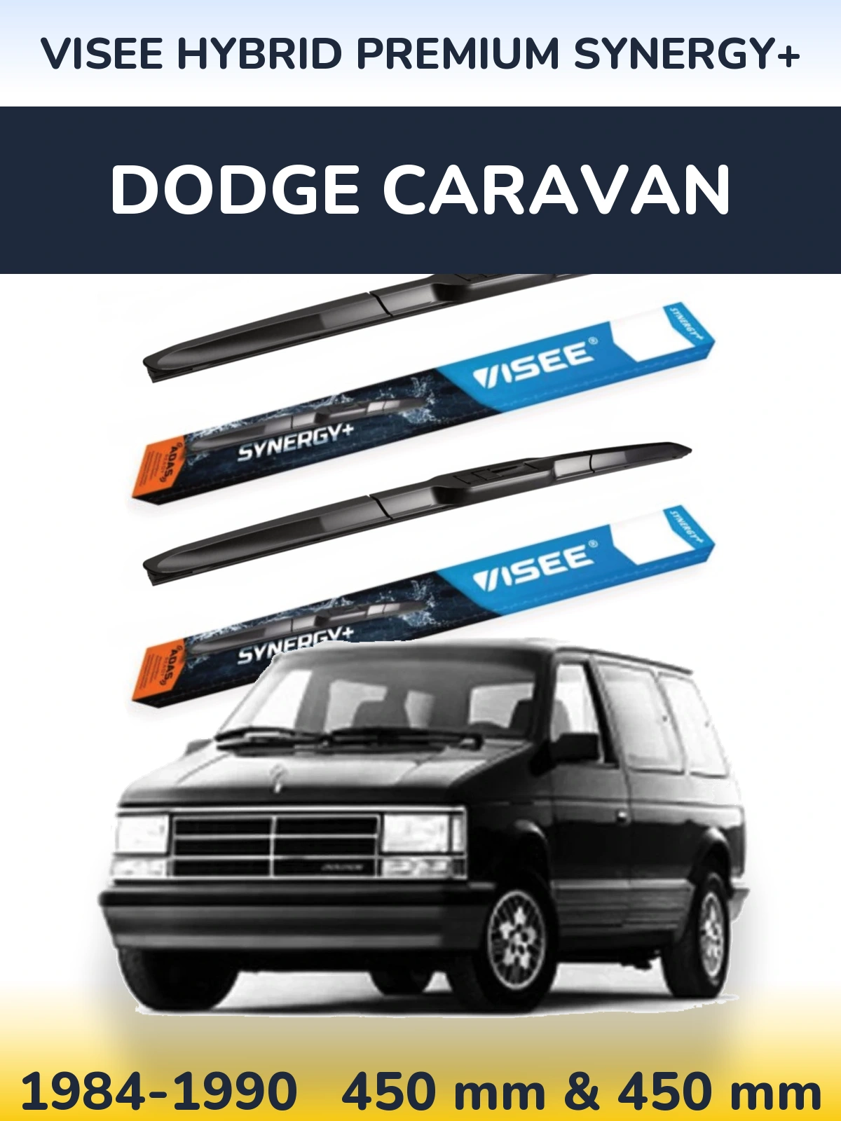 Komplet przednich wycieraczek VISEE HYBRID PREMIUM SYNERGY+ 450 & 450 mm do Dodge Caravan 1984-1990