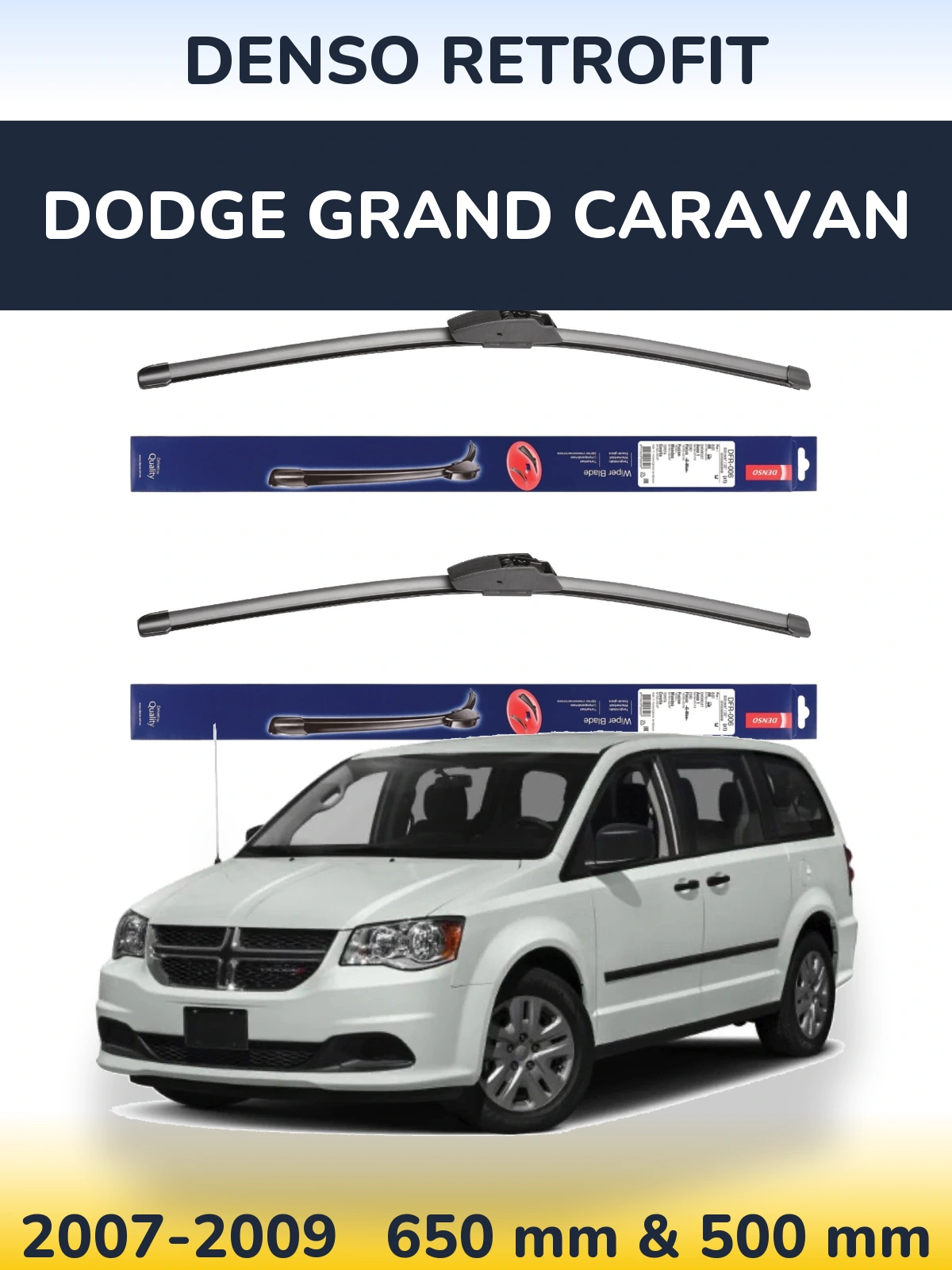 Комплект передних дворников Denso Retrofit 650 & 500 мм для Dodge Grand Caravan 2007-2009