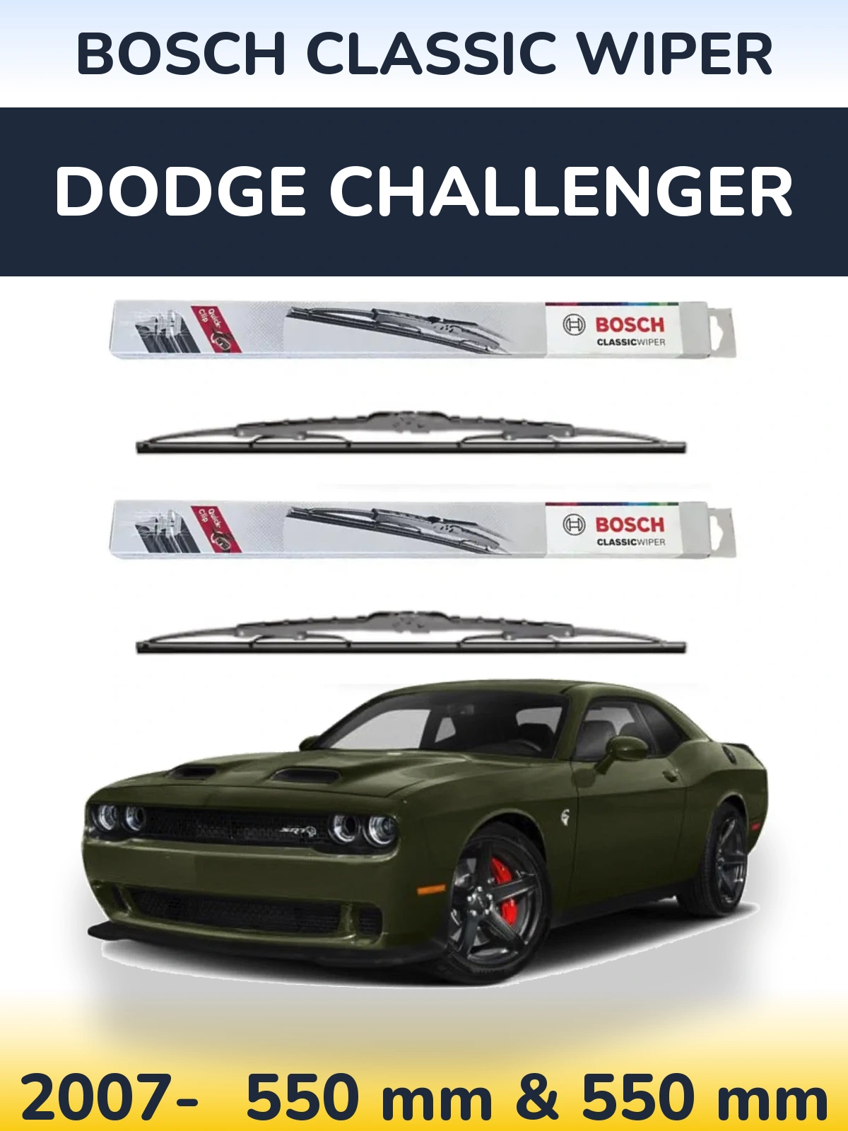 Комплект передних дворников BOSCH Classic Wiper 550 & 550 мм для Dodge Challenger 2007-2026