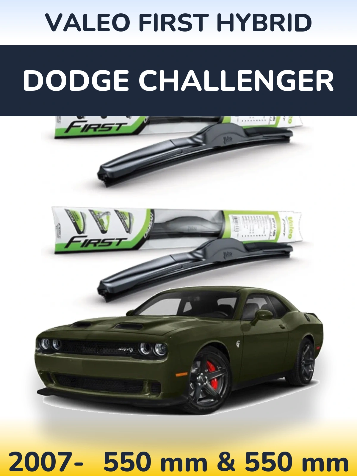 Komplet przednich wycieraczek Valeo First Hybrid 550 & 550 mm do Dodge Challenger 2007-2026
