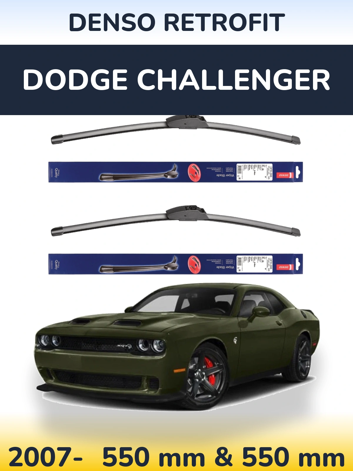 Комплект передних дворников Denso Retrofit 550 & 550 мм для Dodge Challenger 2007-2026