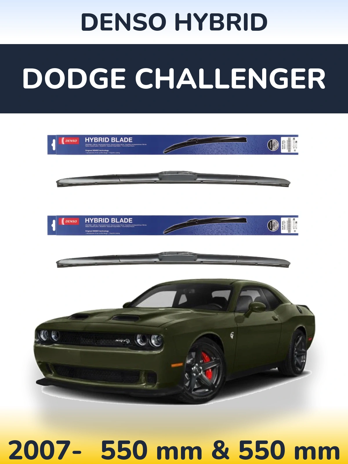 Komplet przednich wycieraczek Denso Hybrid 550 & 550 mm do Dodge Challenger 2007-2026