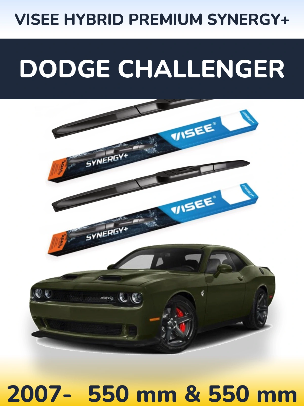 Komplet przednich wycieraczek VISEE HYBRID PREMIUM SYNERGY+ 550 & 550 mm do Dodge Challenger 2007-2026