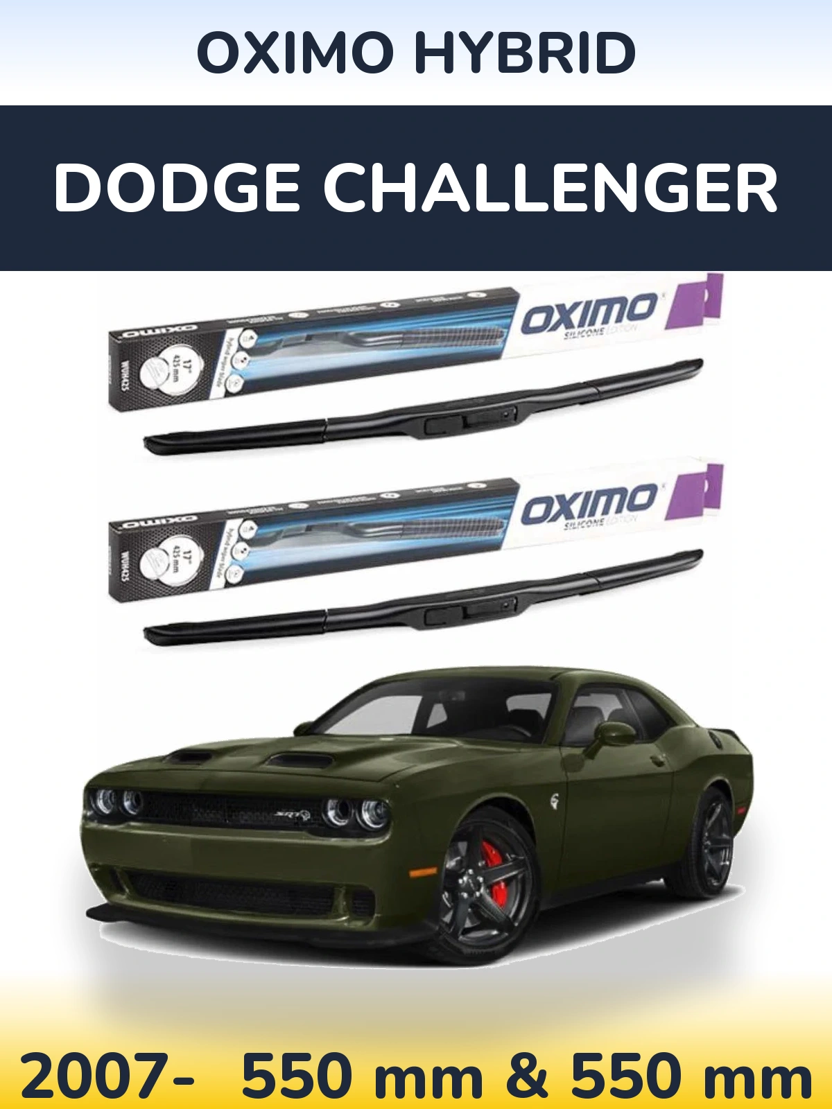 Komplet przednich wycieraczek Oximo Hybrid 550 & 550 mm do Dodge Challenger 2007-2026