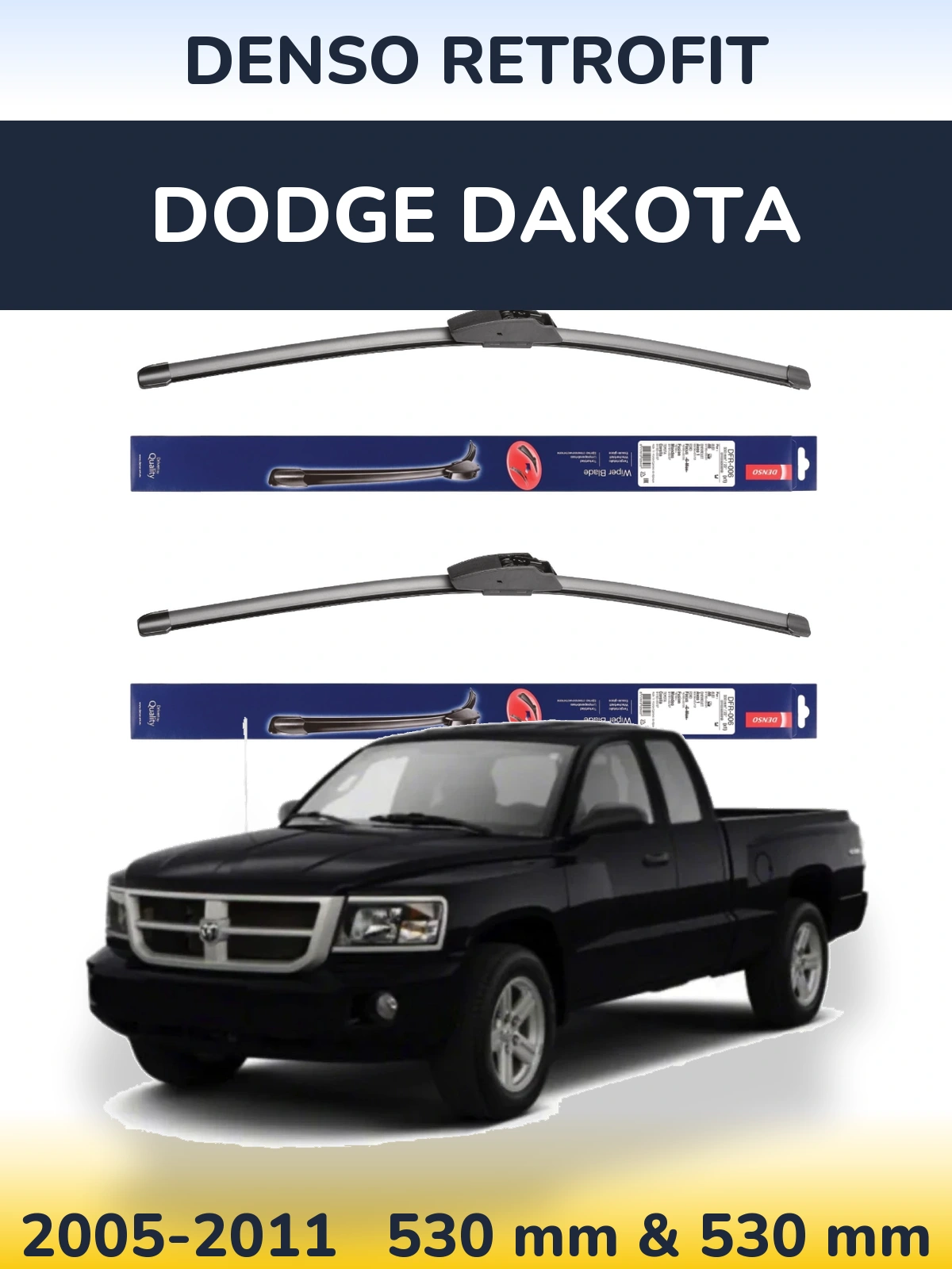 Комплект передних дворников Denso Retrofit 530 & 530 мм для Dodge Dakota 2005-2011
