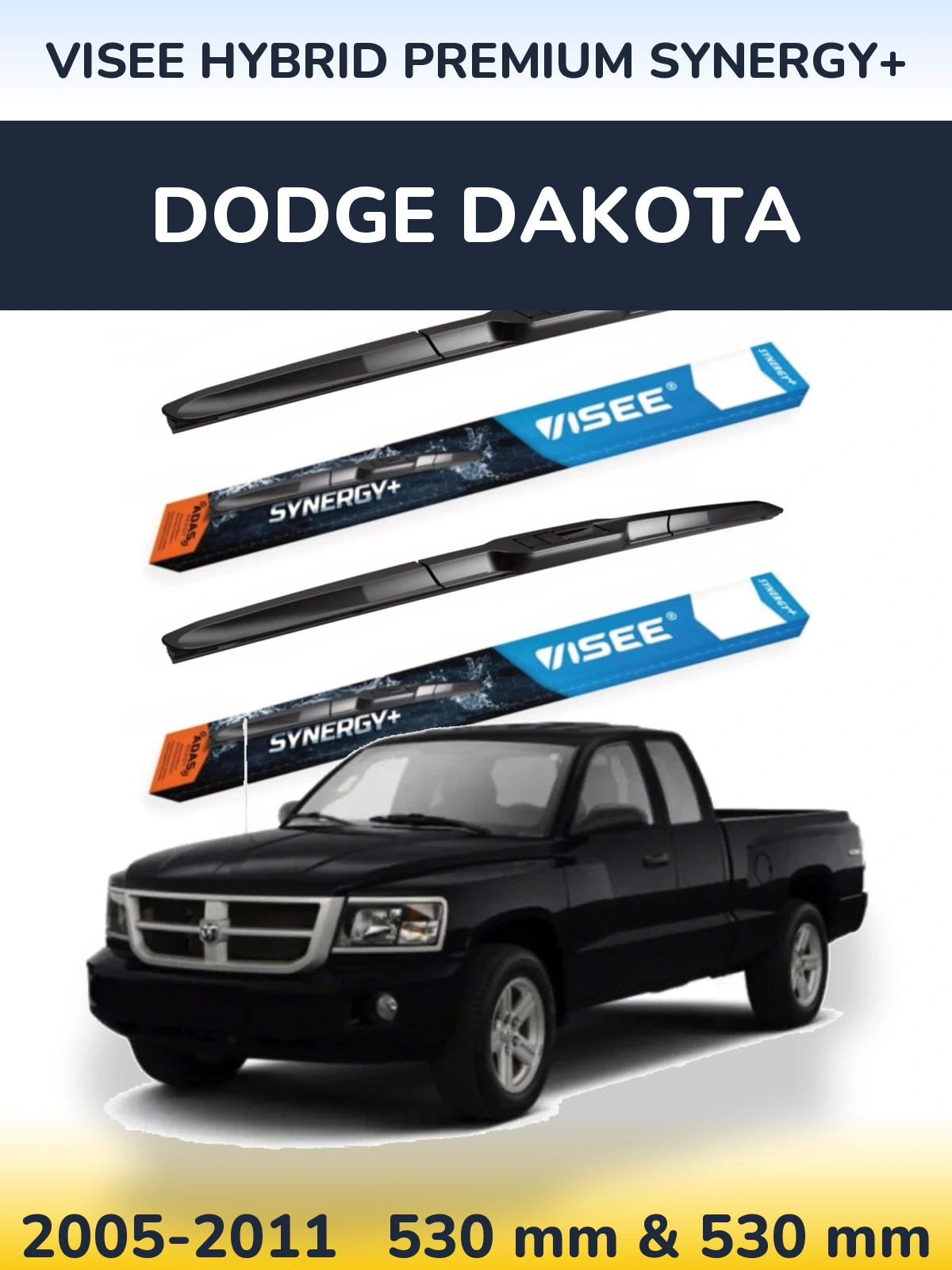 Комплект передних дворников VISEE HYBRID PREMIUM SYNERGY+ 530 & 530 мм для Dodge Dakota 2005-2011