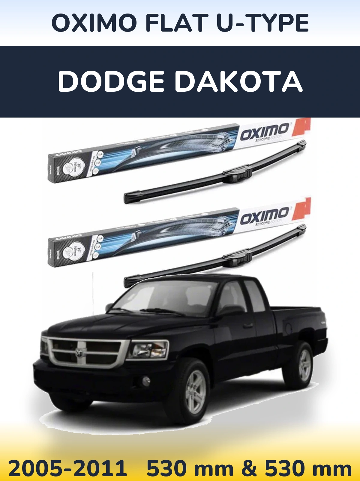 Комплект передних дворников Oximo Flat U-type 530 & 530 мм для Dodge Dakota 2005-2011