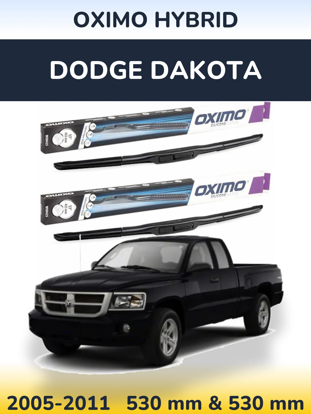 Комплект передних дворников Oximo Hybrid 530 & 530 мм для Dodge Dakota 2005-2011