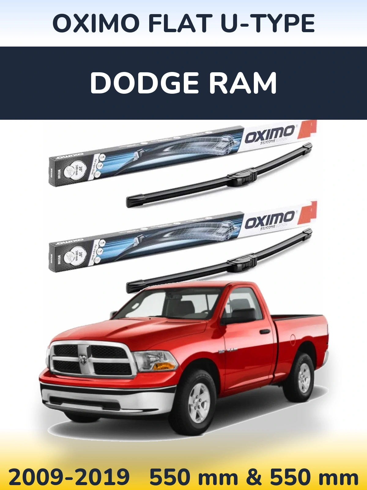 Komplet przednich wycieraczek Oximo Flat U-type 550 & 550 mm do Dodge RAM 2009-2019
