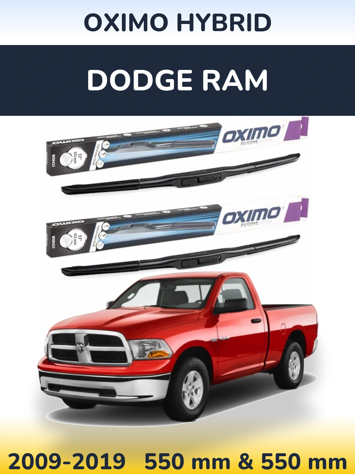 Komplet przednich wycieraczek Oximo Hybrid 550 & 550 mm do Dodge RAM 2009-2019