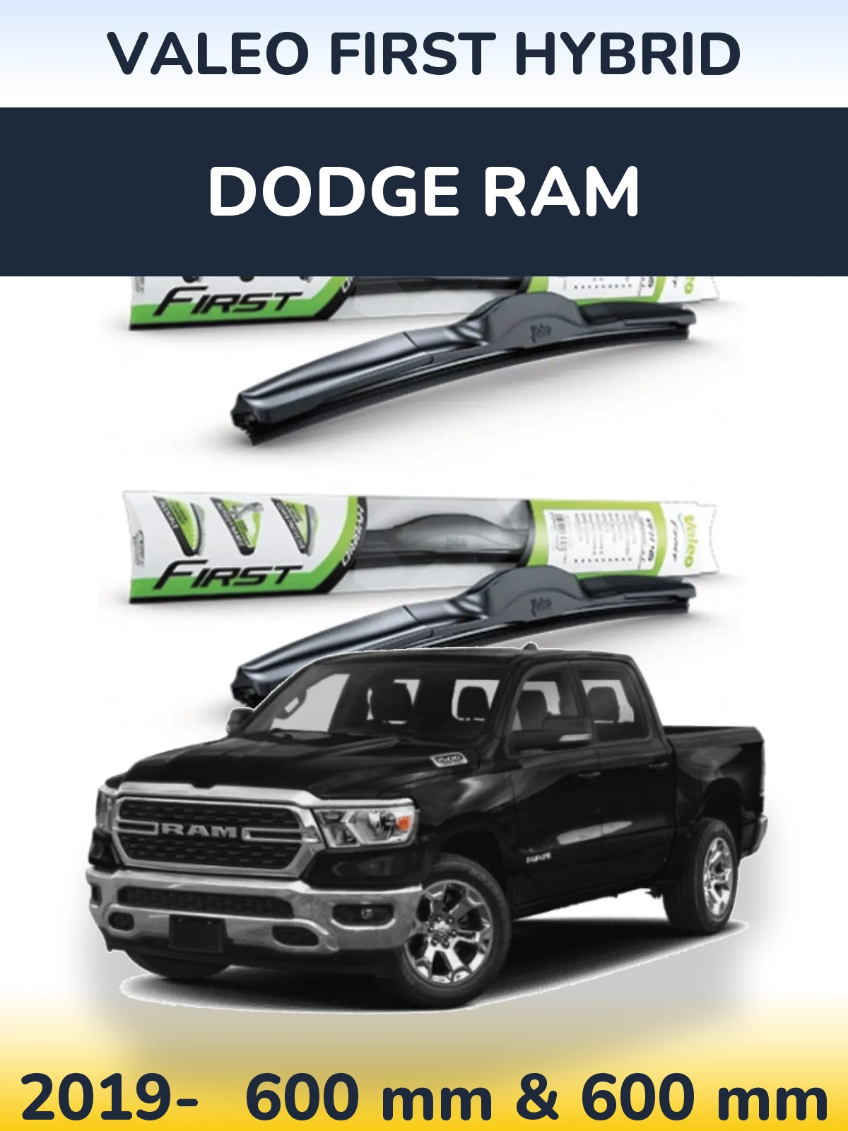 Komplet przednich wycieraczek Valeo First Hybrid 600 & 600 mm do Dodge RAM 2019-2026