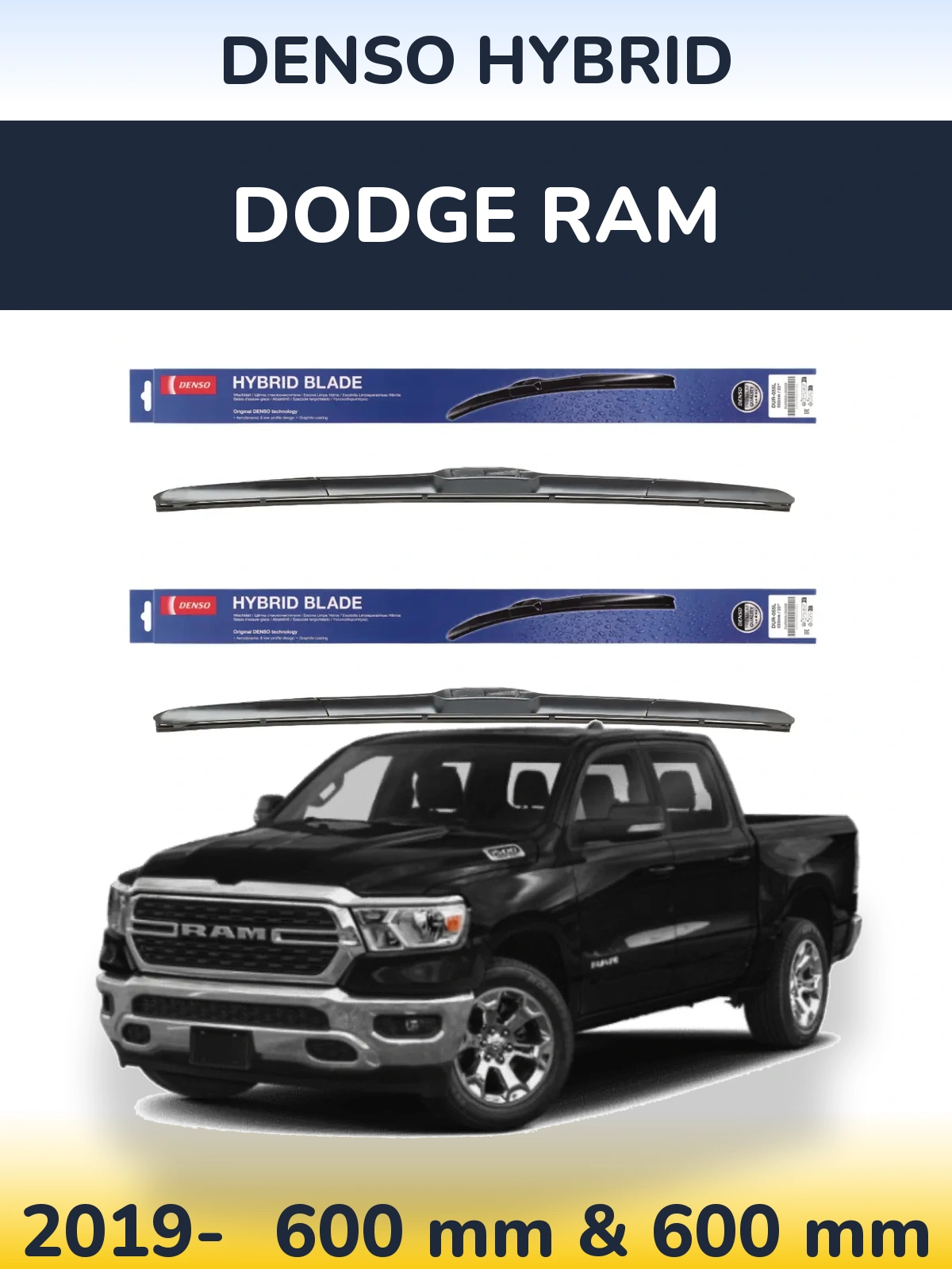 Komplet przednich wycieraczek Denso Hybrid 600 & 600 mm do Dodge RAM 2019-2026