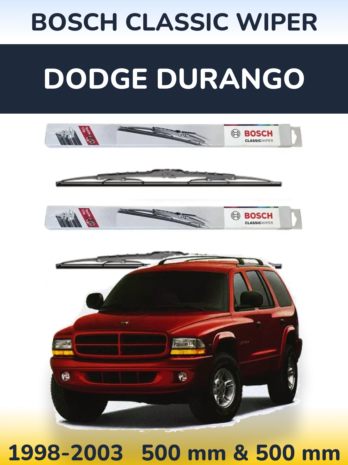 Комплект передних дворников BOSCH Classic Wiper 500 & 500 мм для Dodge Durango 1998-2003