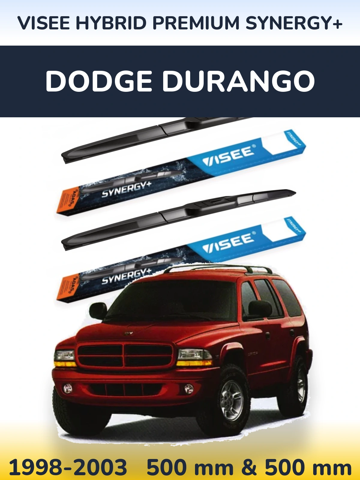 Komplet przednich wycieraczek VISEE HYBRID PREMIUM SYNERGY+ 500 & 500 mm do Dodge Durango 1998-2003