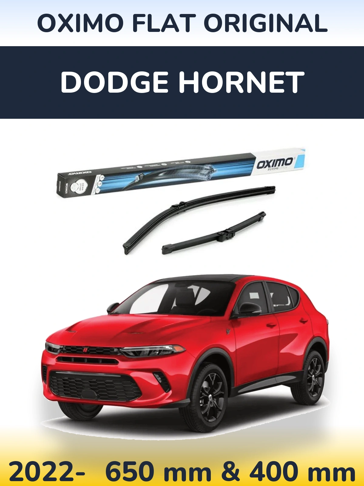 Front wiper blade set Oximo Flat Original 650 & 375 mm for Dodge Hornet 2022-2026