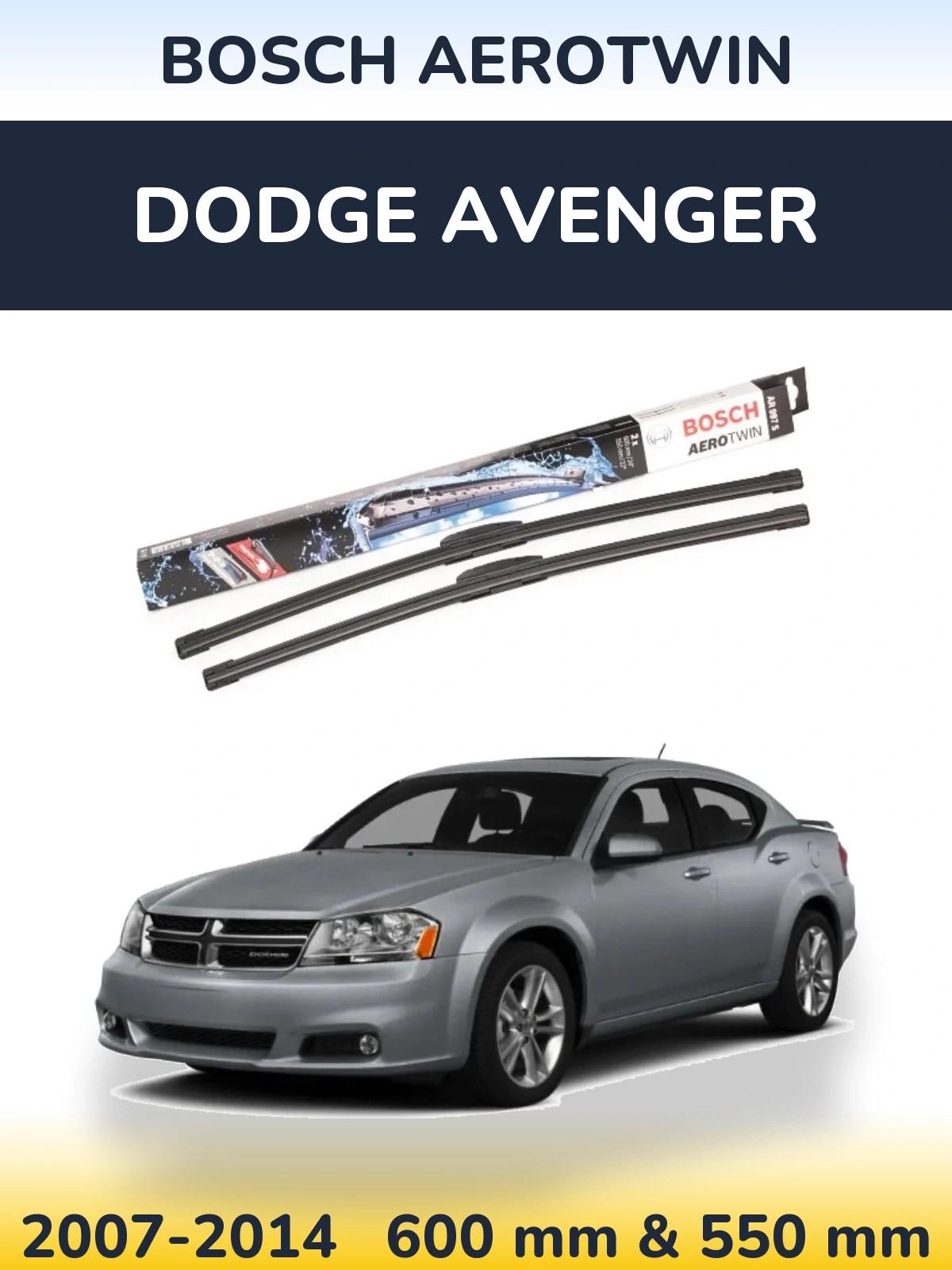 Komplet przednich wycieraczek BOSCH AeroTwin 600 & 550 mm do Dodge Avenger 2007-2014