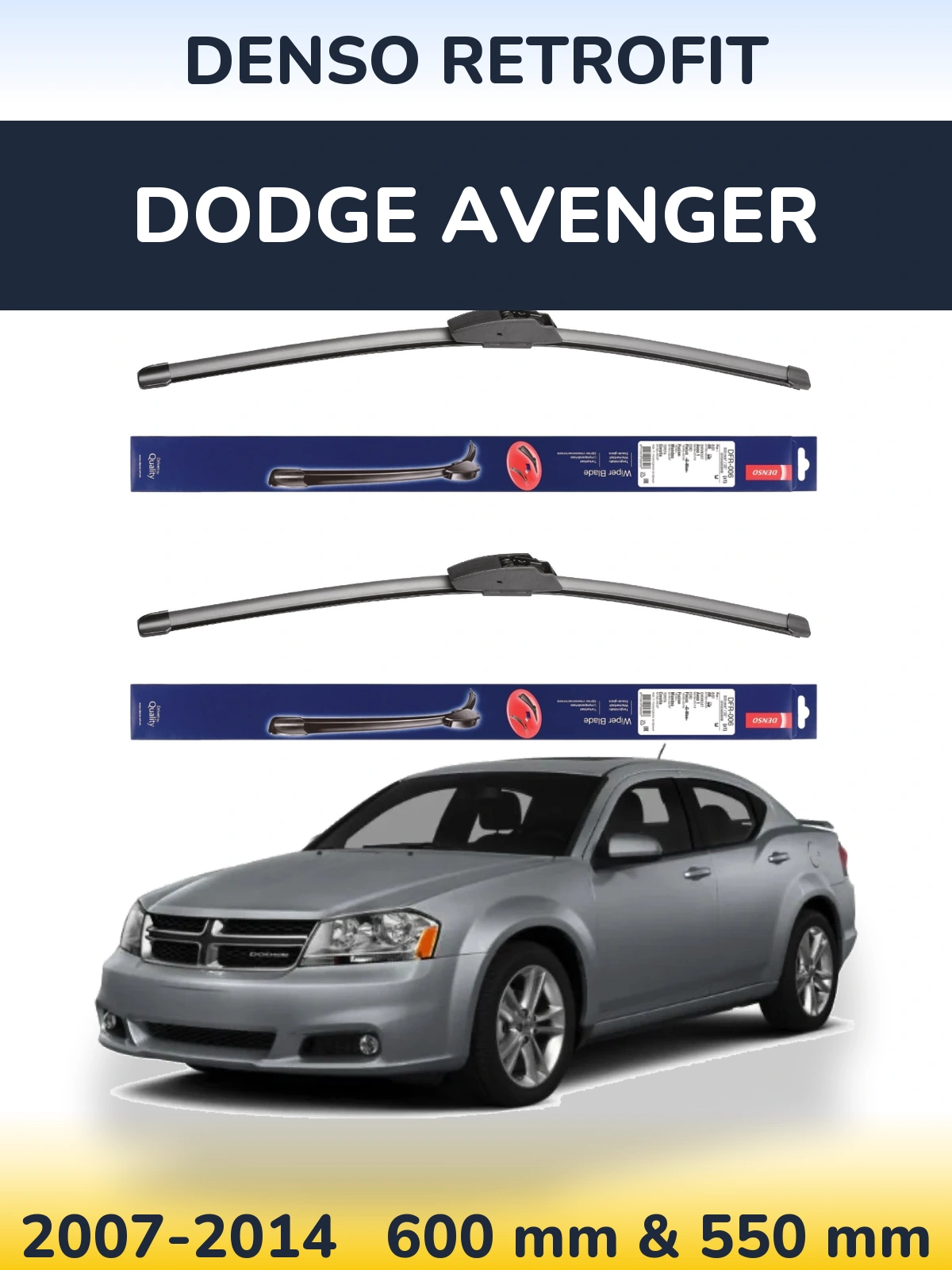 Komplet przednich wycieraczek Denso Retrofit 600 & 550 mm do Dodge Avenger 2007-2014