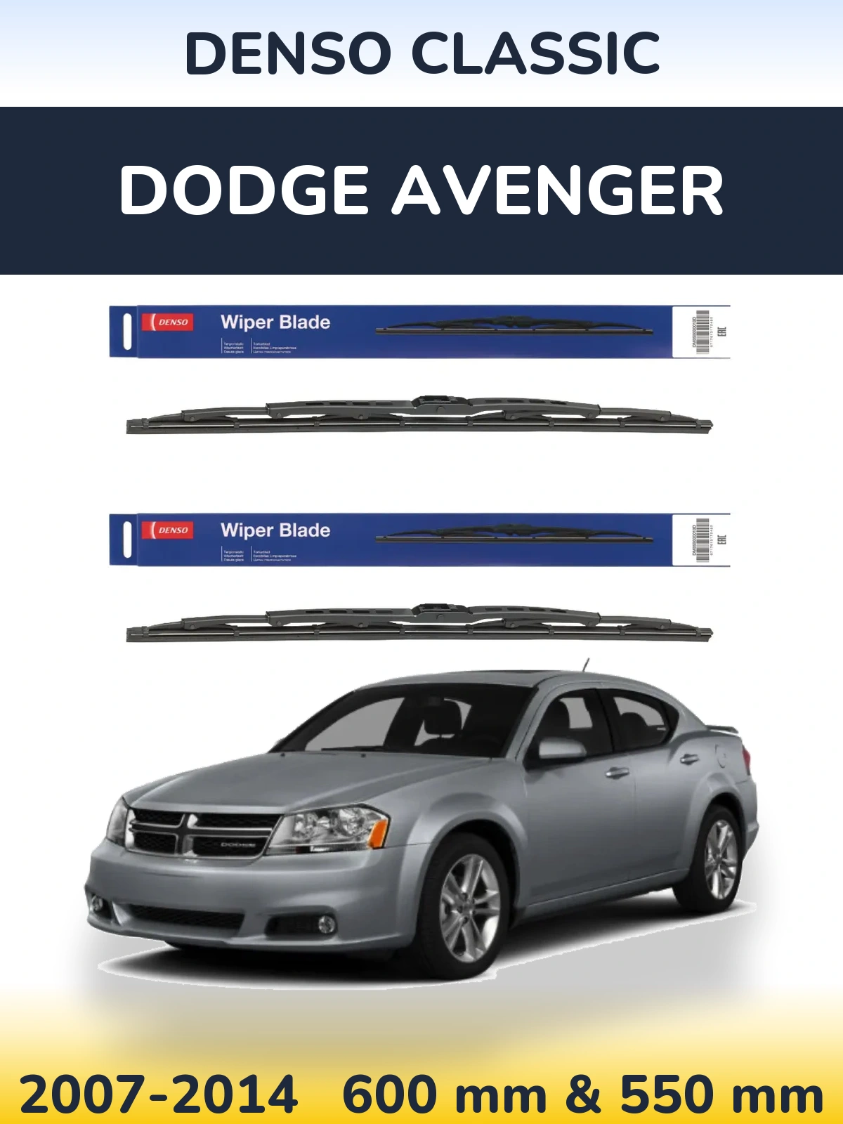 Komplet przednich wycieraczek Denso Classic 600 & 550 mm do Dodge Avenger 2007-2014
