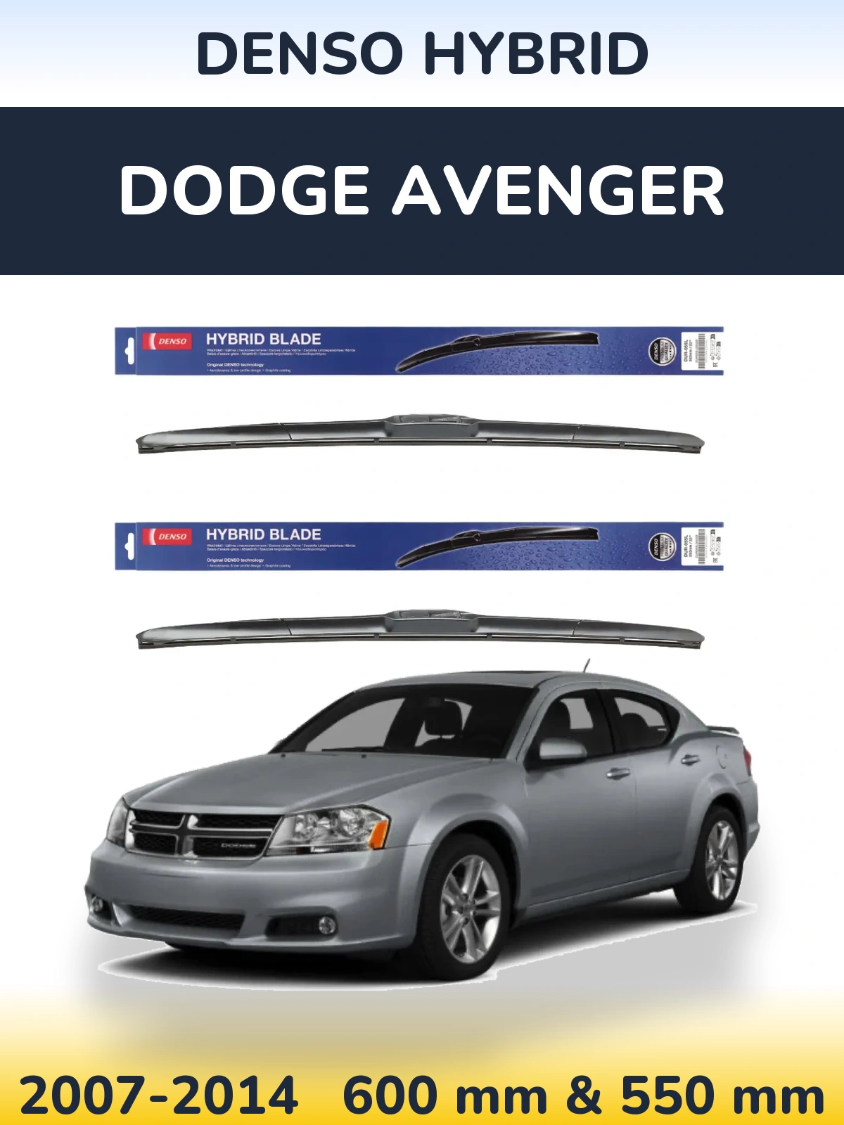 Komplet przednich wycieraczek Denso Hybrid 600 & 550 mm do Dodge Avenger 2007-2014