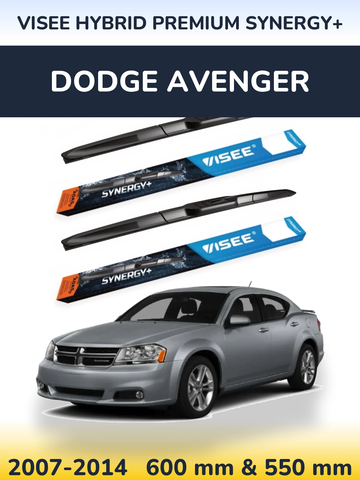 Komplet przednich wycieraczek VISEE HYBRID PREMIUM SYNERGY+ 600 & 550 mm do Dodge Avenger 2007-2014