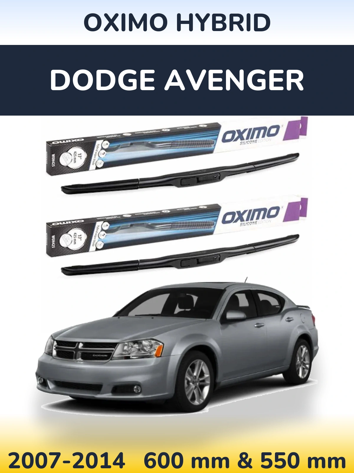 Komplet przednich wycieraczek Oximo Hybrid 600 & 550 mm do Dodge Avenger 2007-2014