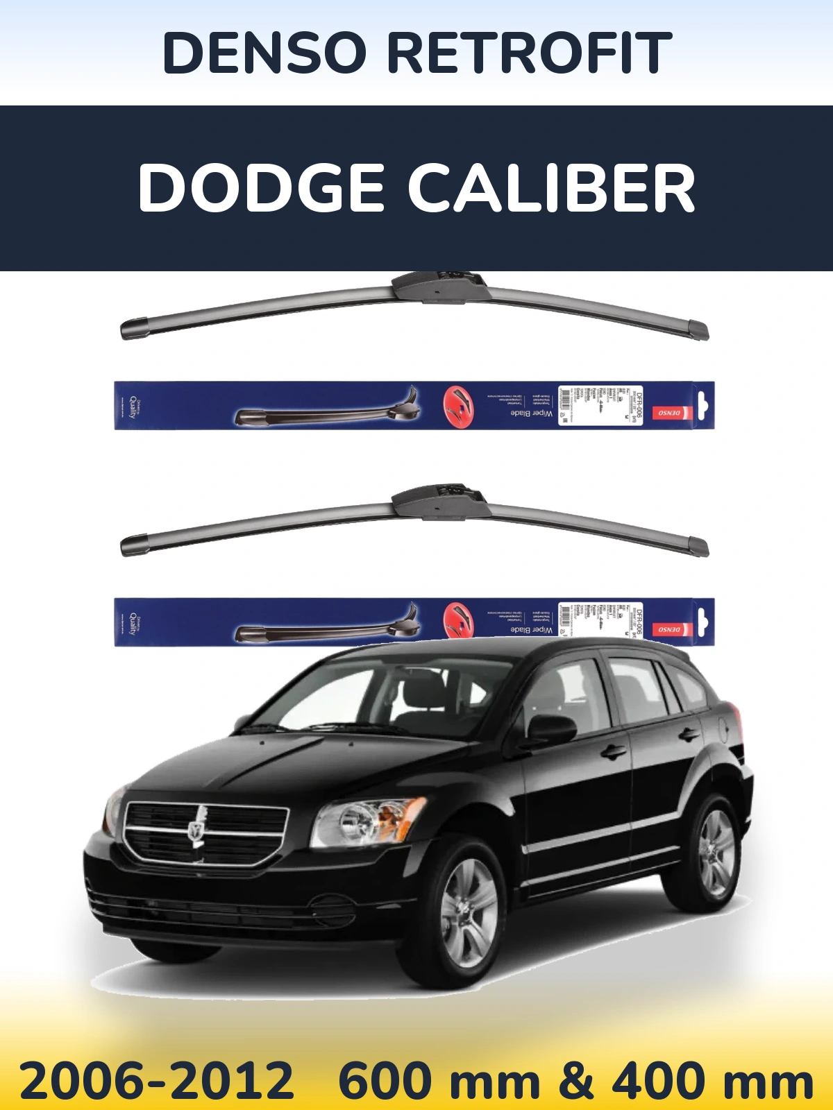 Komplet przednich wycieraczek Denso Retrofit 600 & 400 mm do Dodge Caliber 2006-2012
