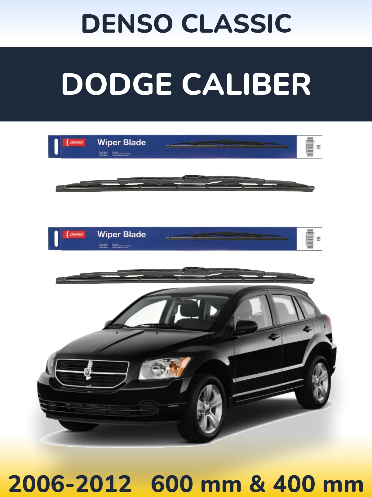 Komplet przednich wycieraczek Denso Classic 600 & 400 mm do Dodge Caliber 2006-2012